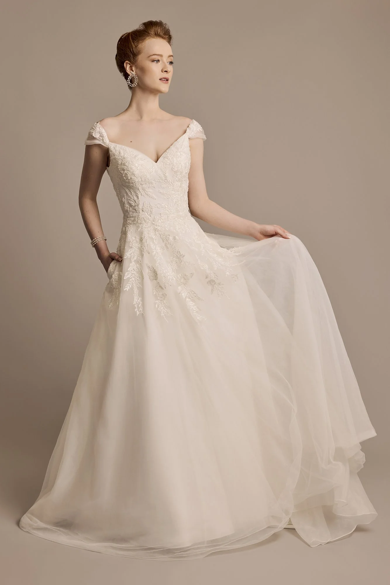 Tulle A-line Wedding Dress with Floral Appliques - Image 5
