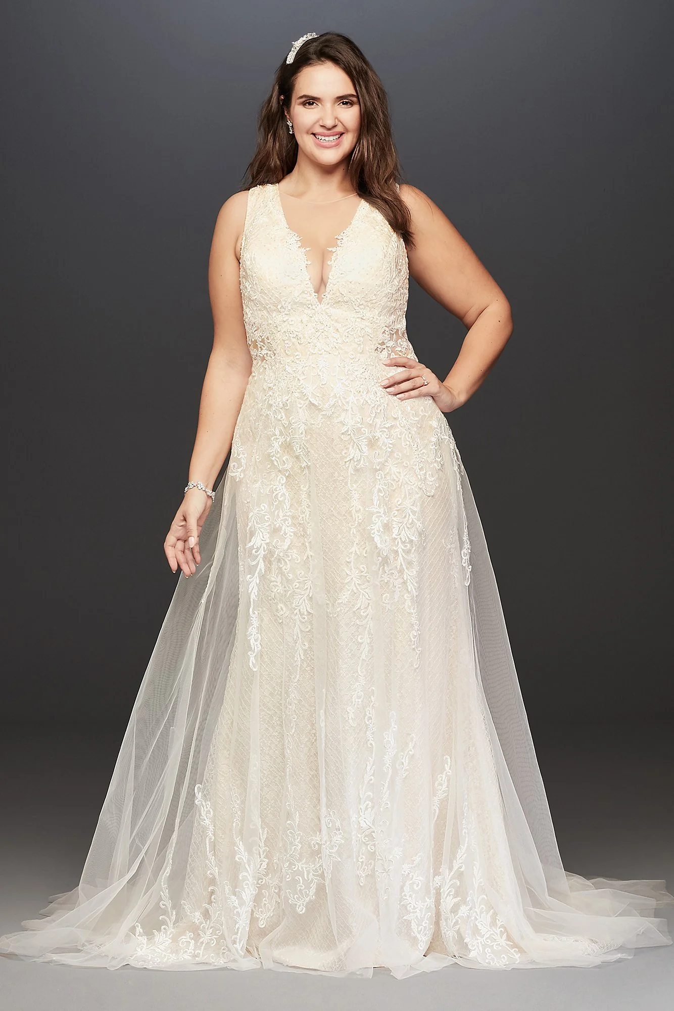 Tulle A-Line Wedding Dress with Plunging V-Neck - Image 2