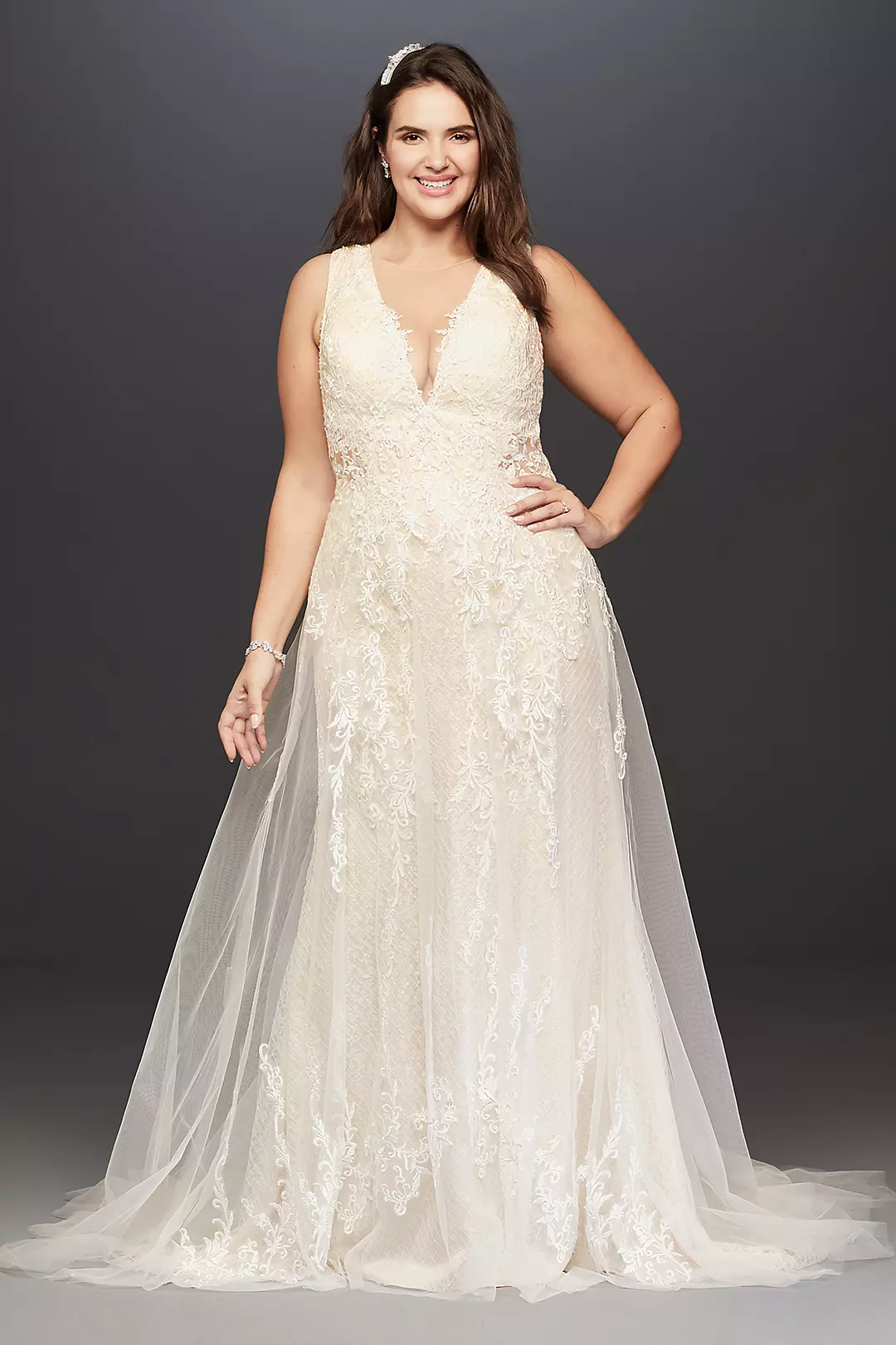 Tulle A-Line Wedding Dress with Plunging V-Neck - Image 9