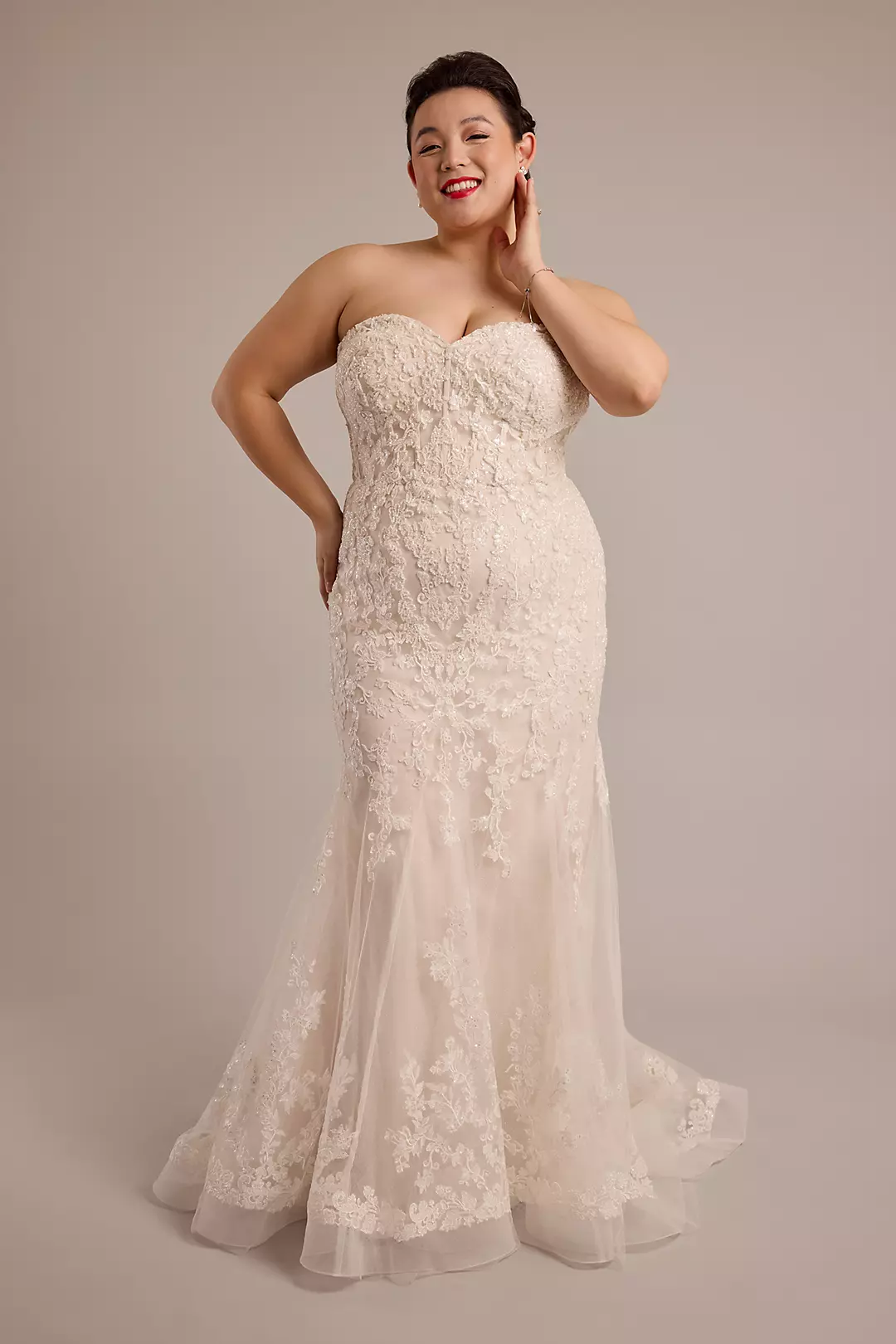 Tulle and Beaded Lace Mermaid Wedding Dress - Image 9