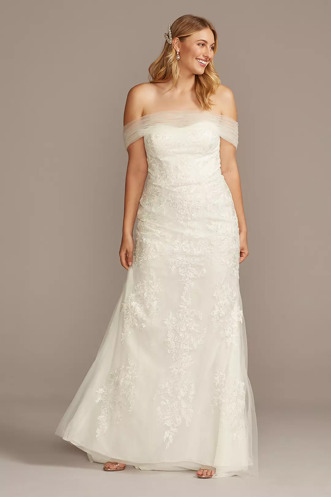 Tulle and Floral Off-the-Shoulder Wedding Dress - Image 12