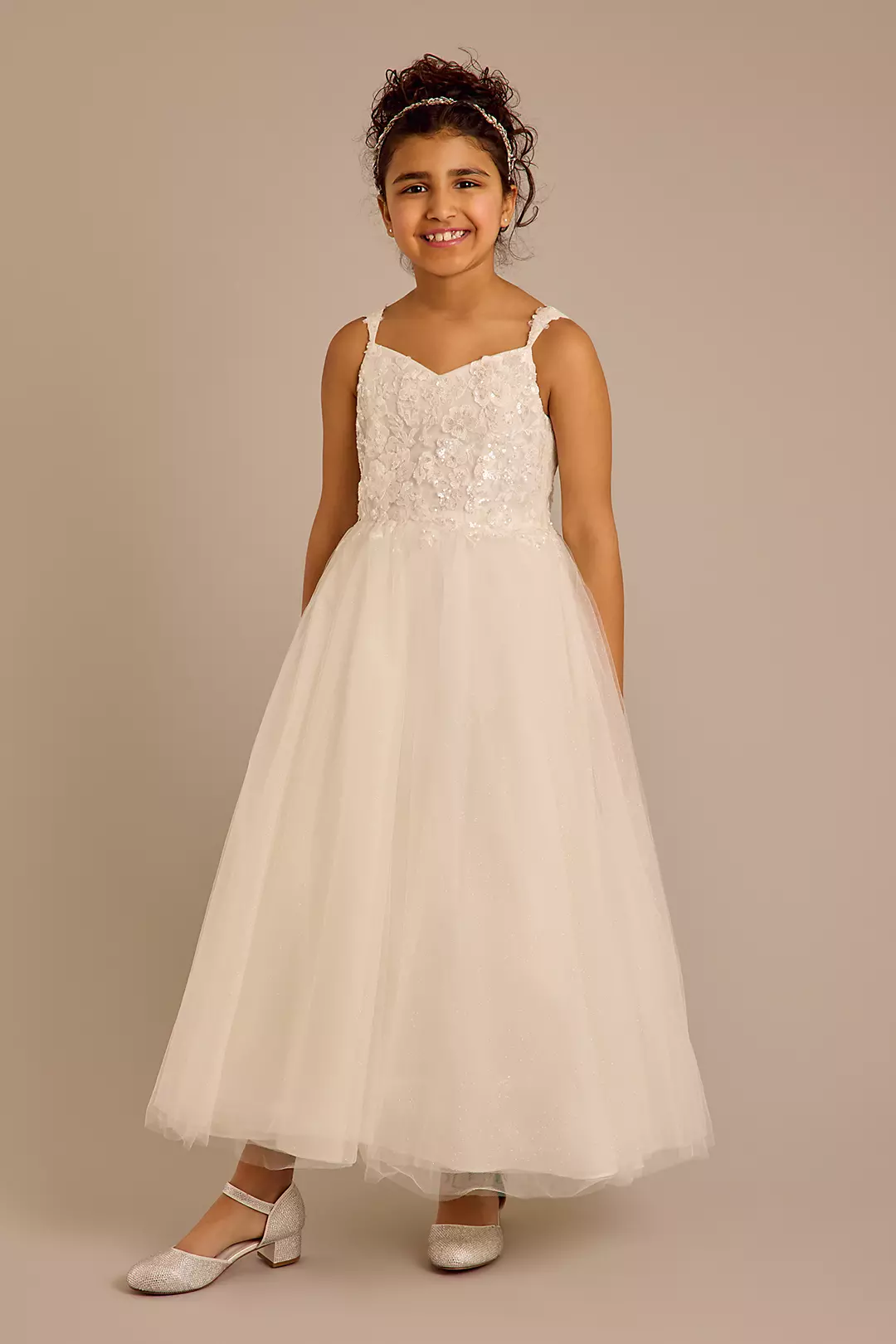 Tulle and Lace Applique Flower Girl Ball Gown - Image 2