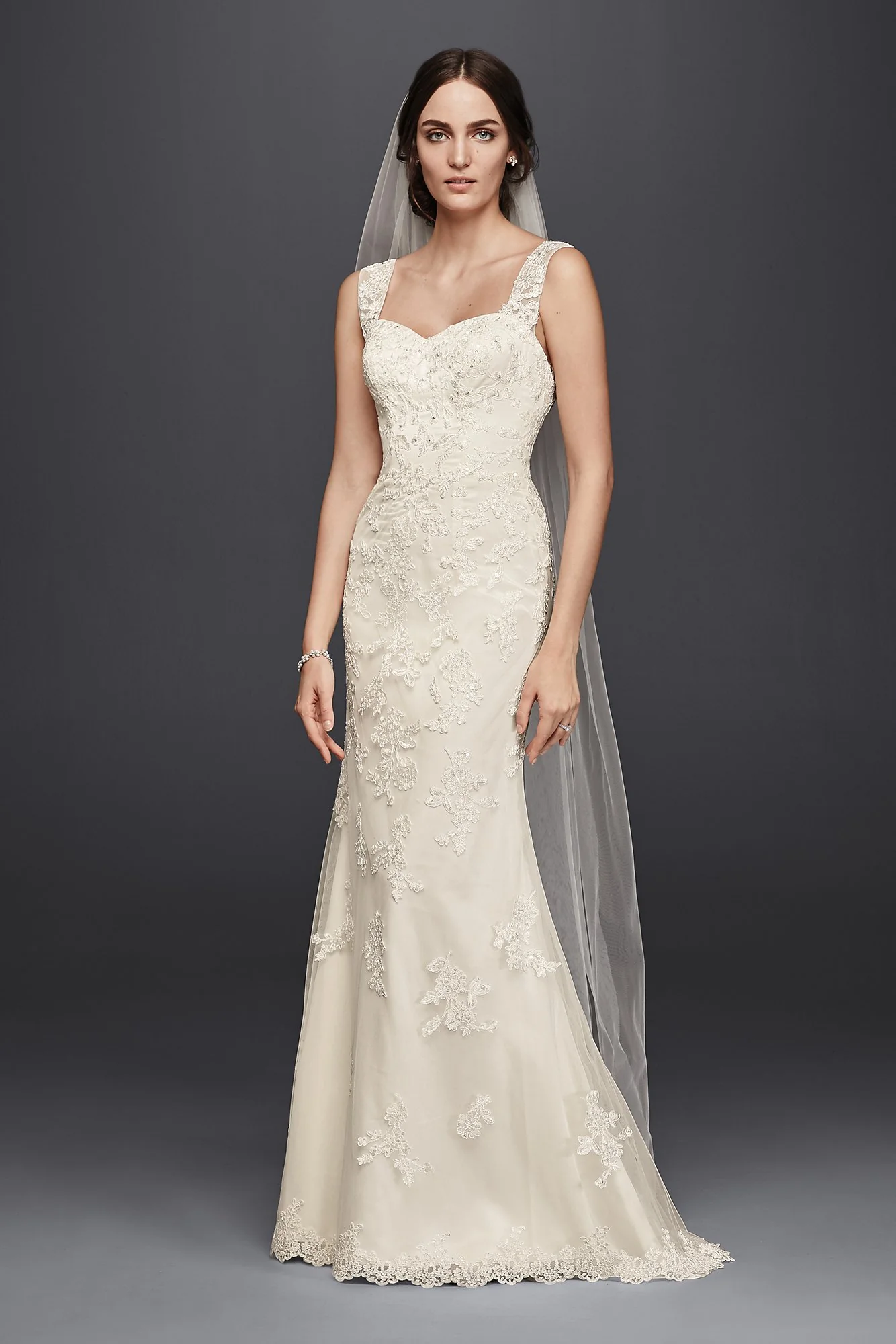 Tulle and Lace Wedding Dress with Tank Straps - Image 2