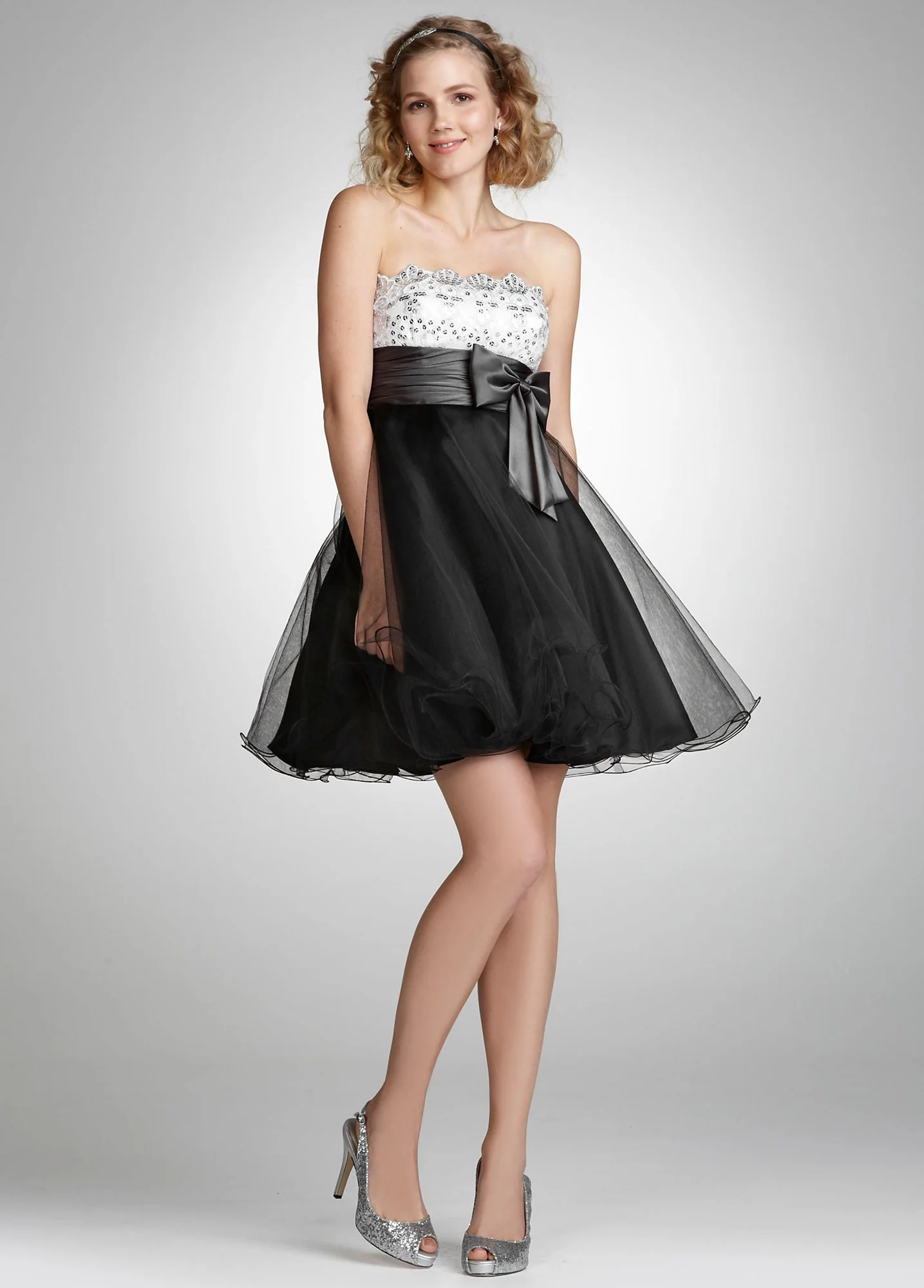 Tulle and Satin Dress with Sequin Lace Bust