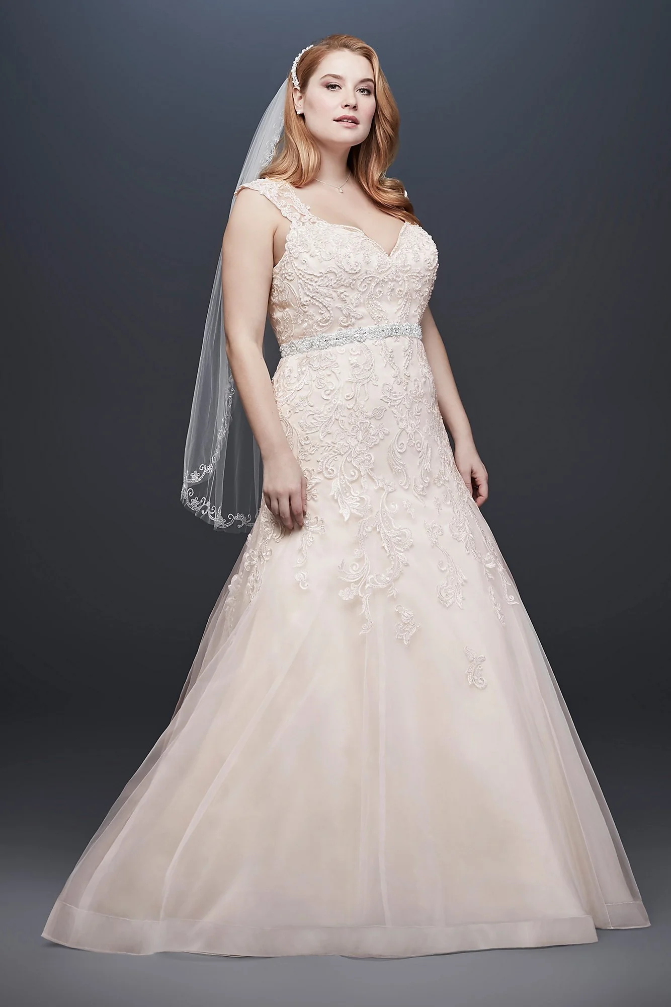 Tulle Cap Sleeve Mermaid Wedding Dress - Image 12