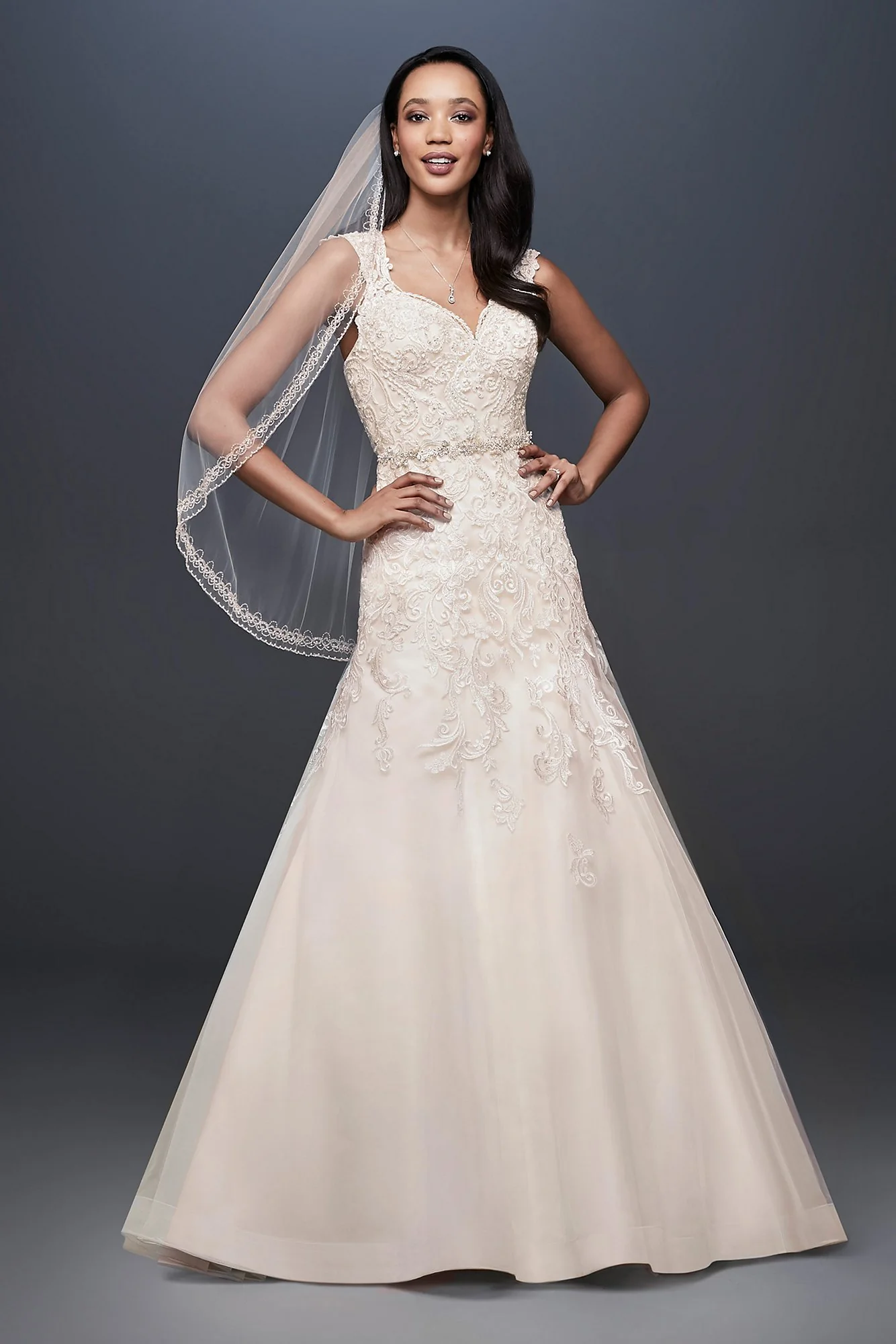 Tulle Cap Sleeve Mermaid Wedding Dress - Image 13