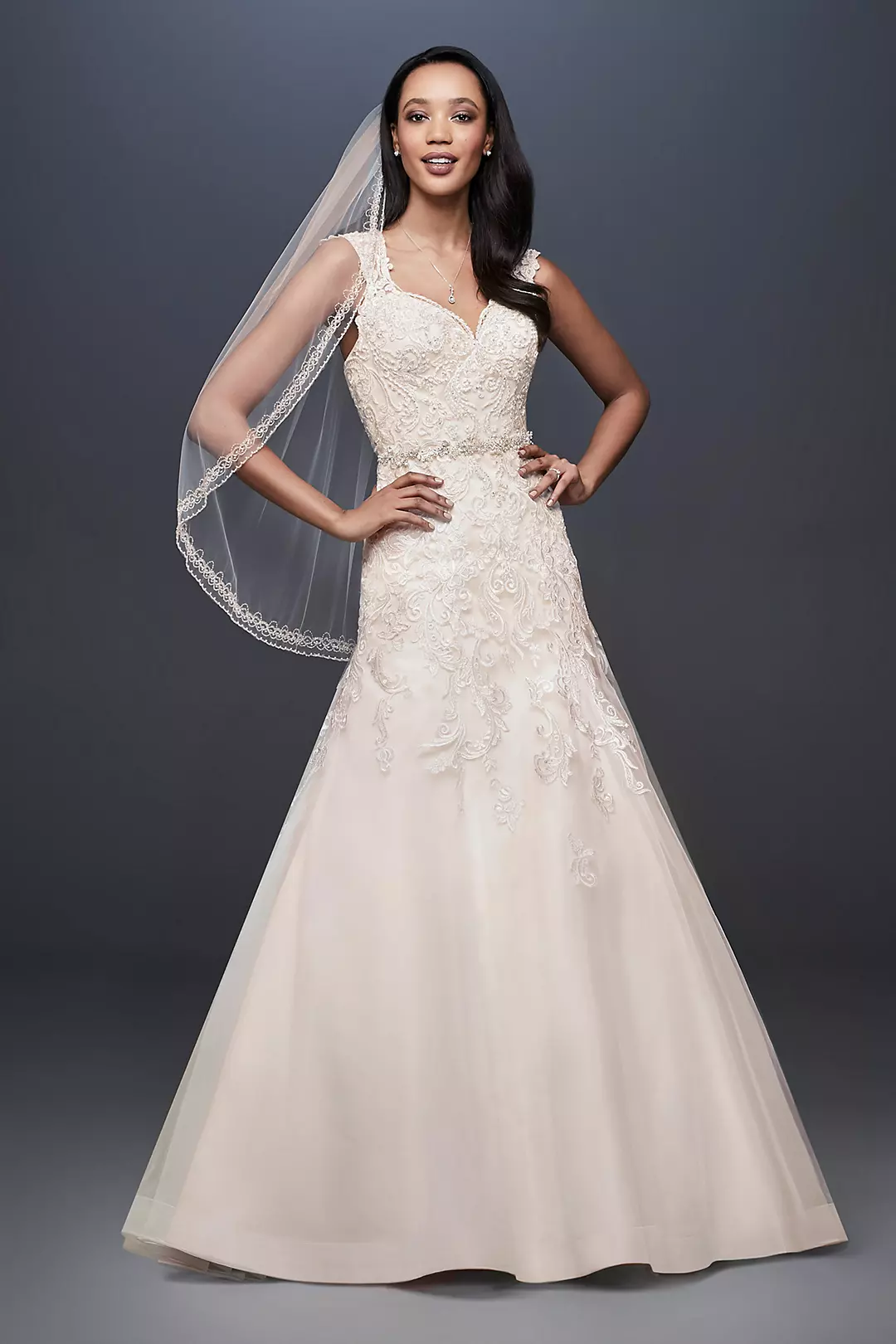 Tulle Cap Sleeve Mermaid Wedding Dress - Image 15