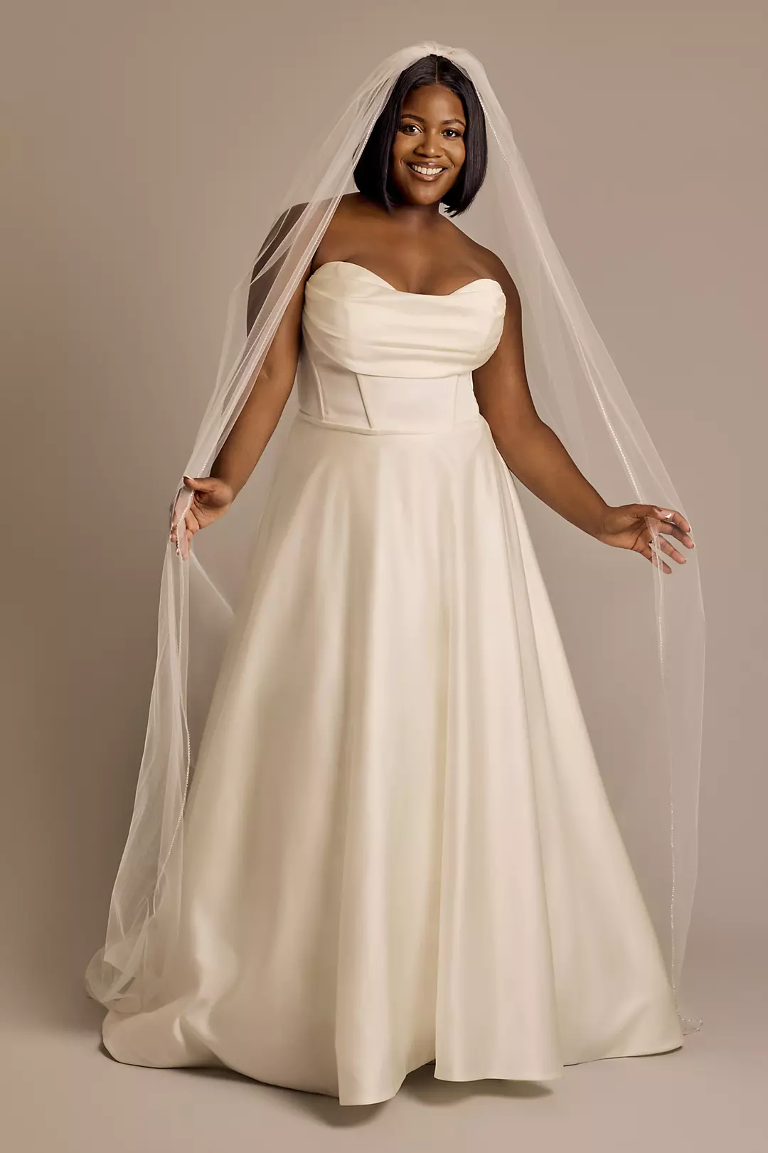 Tulle Cathedral Veil with Rhinestone Trim - Image 3