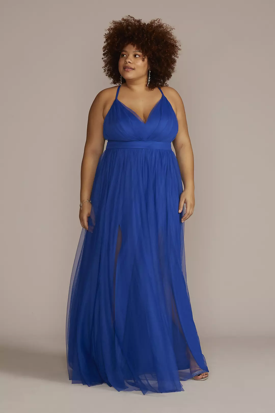 Tulle Dress with Plunge Neckline and Open Back - Image 2