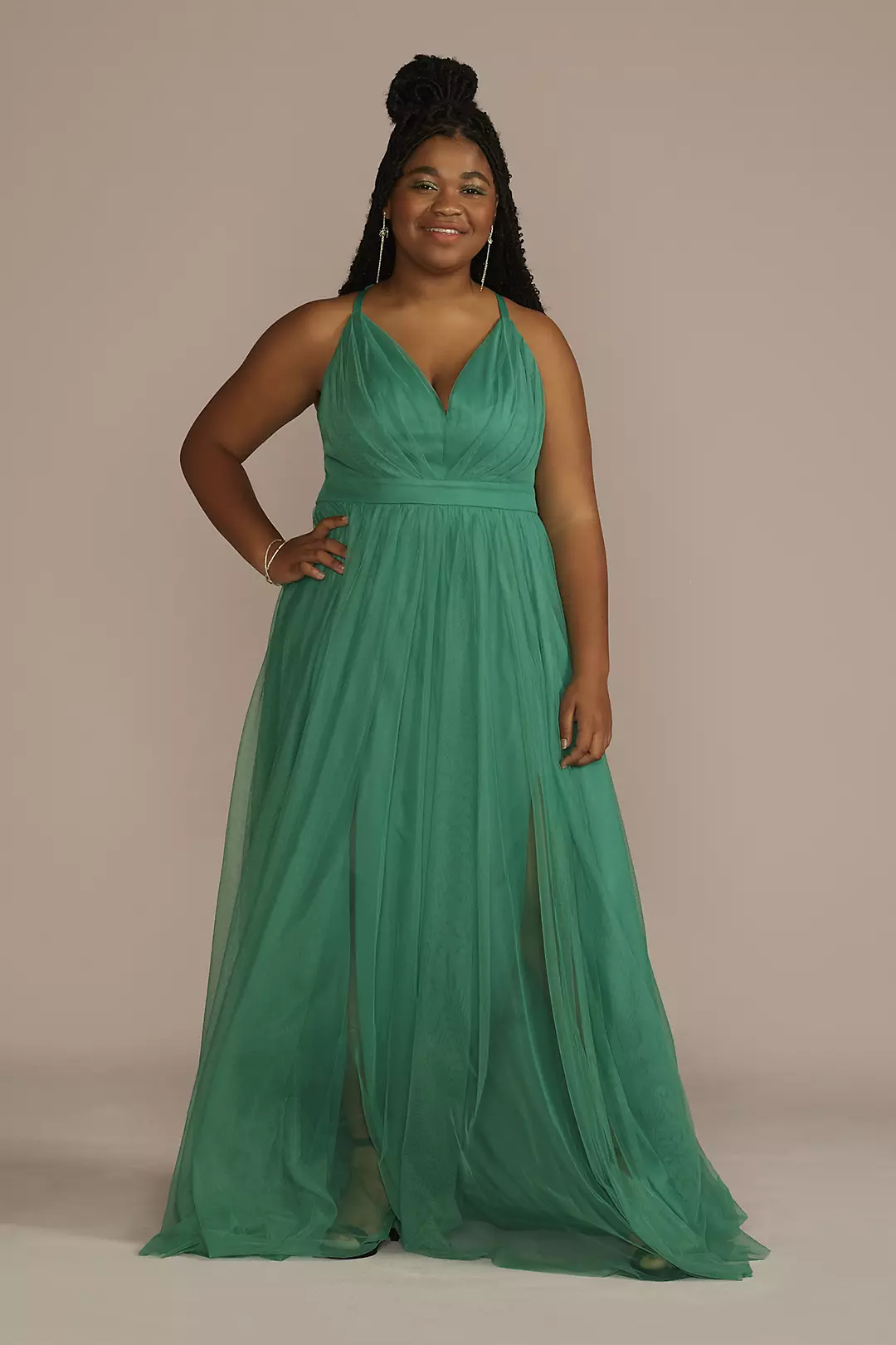 Tulle Dress with Plunge Neckline and Open Back - Image 4