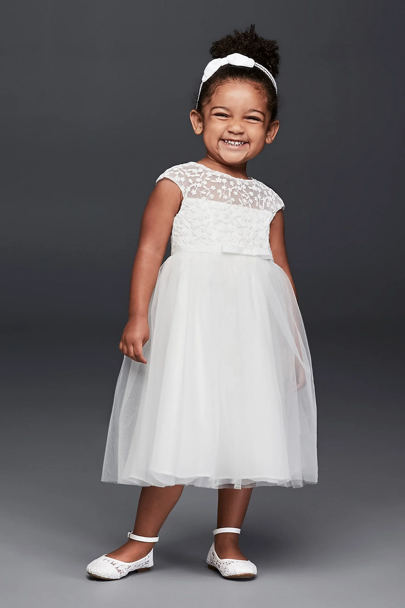 Tulle Flower Girl Dress with Floral Embroidery - Image 2