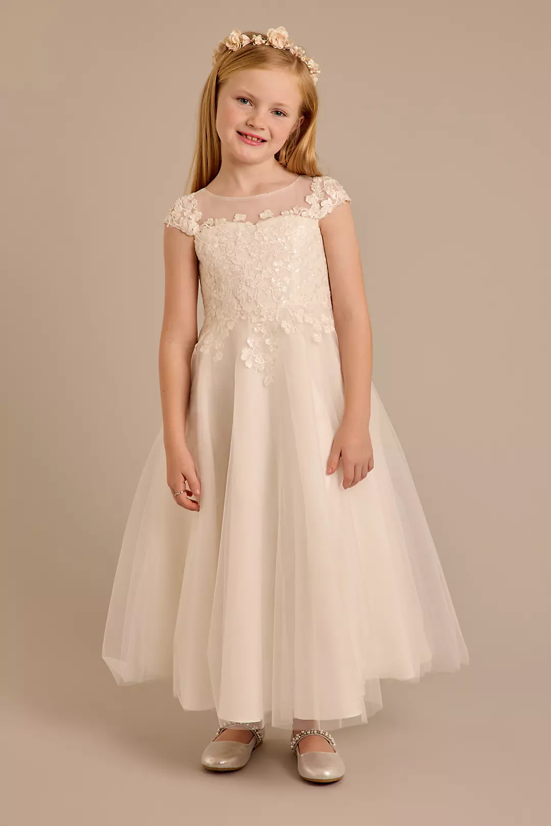 Tulle Flower Girl Dress with Lace Appliques - Image 4