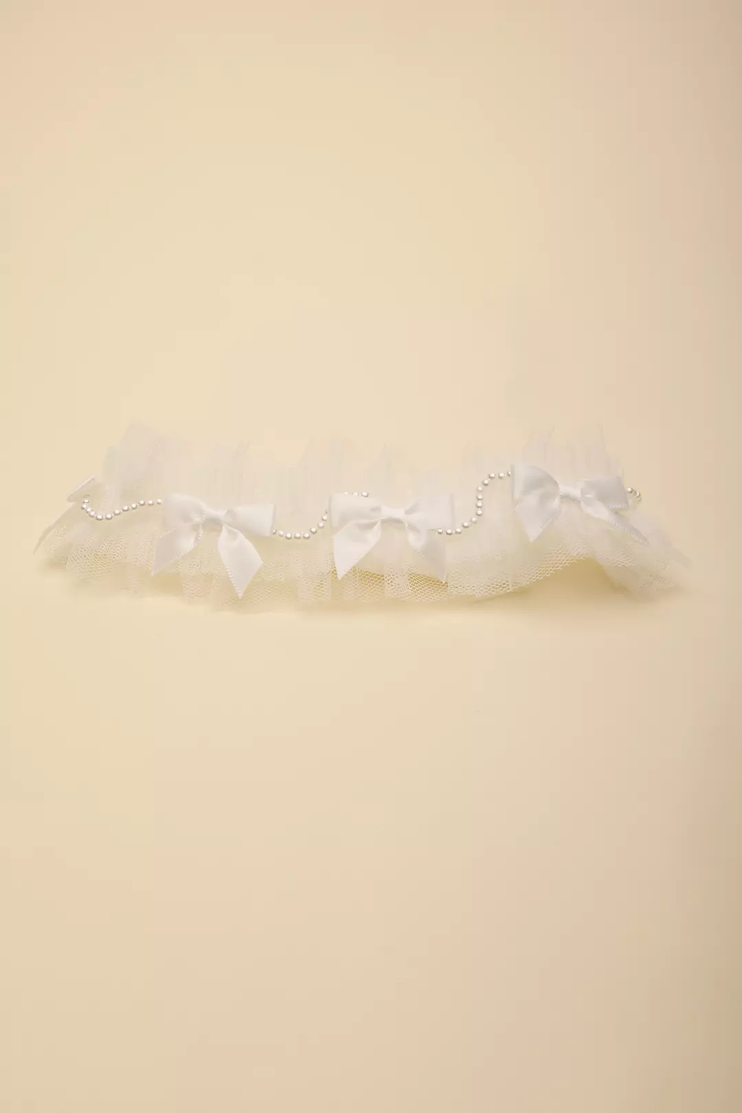 Tulle Garter with Pearls and Bows