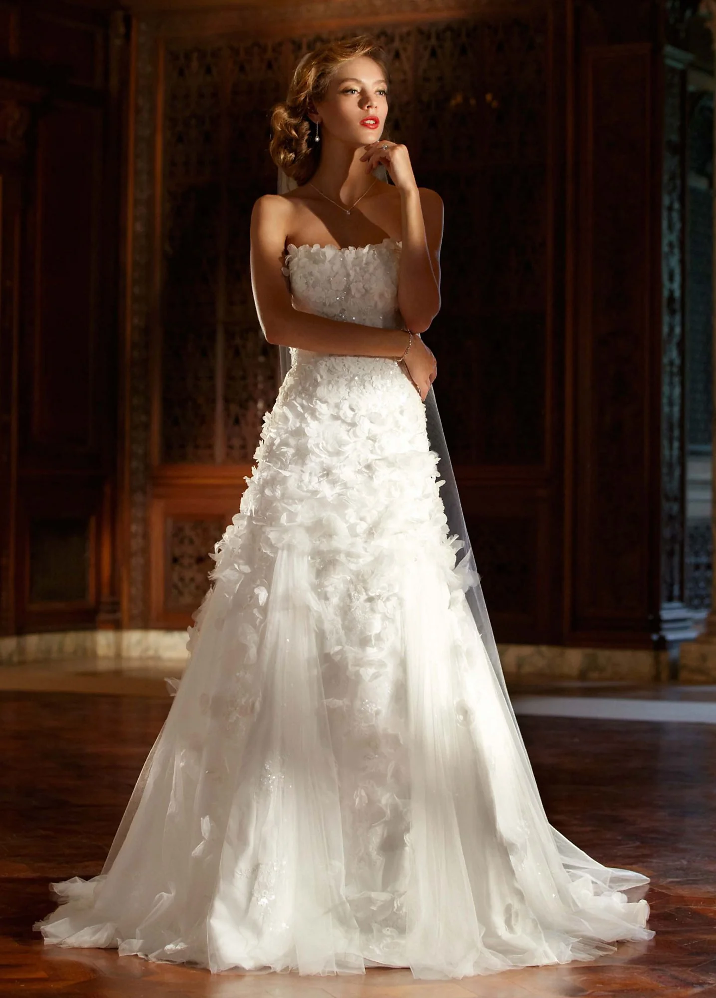 Tulle Gown with Lace Applique and 3D Flowers - Image 2