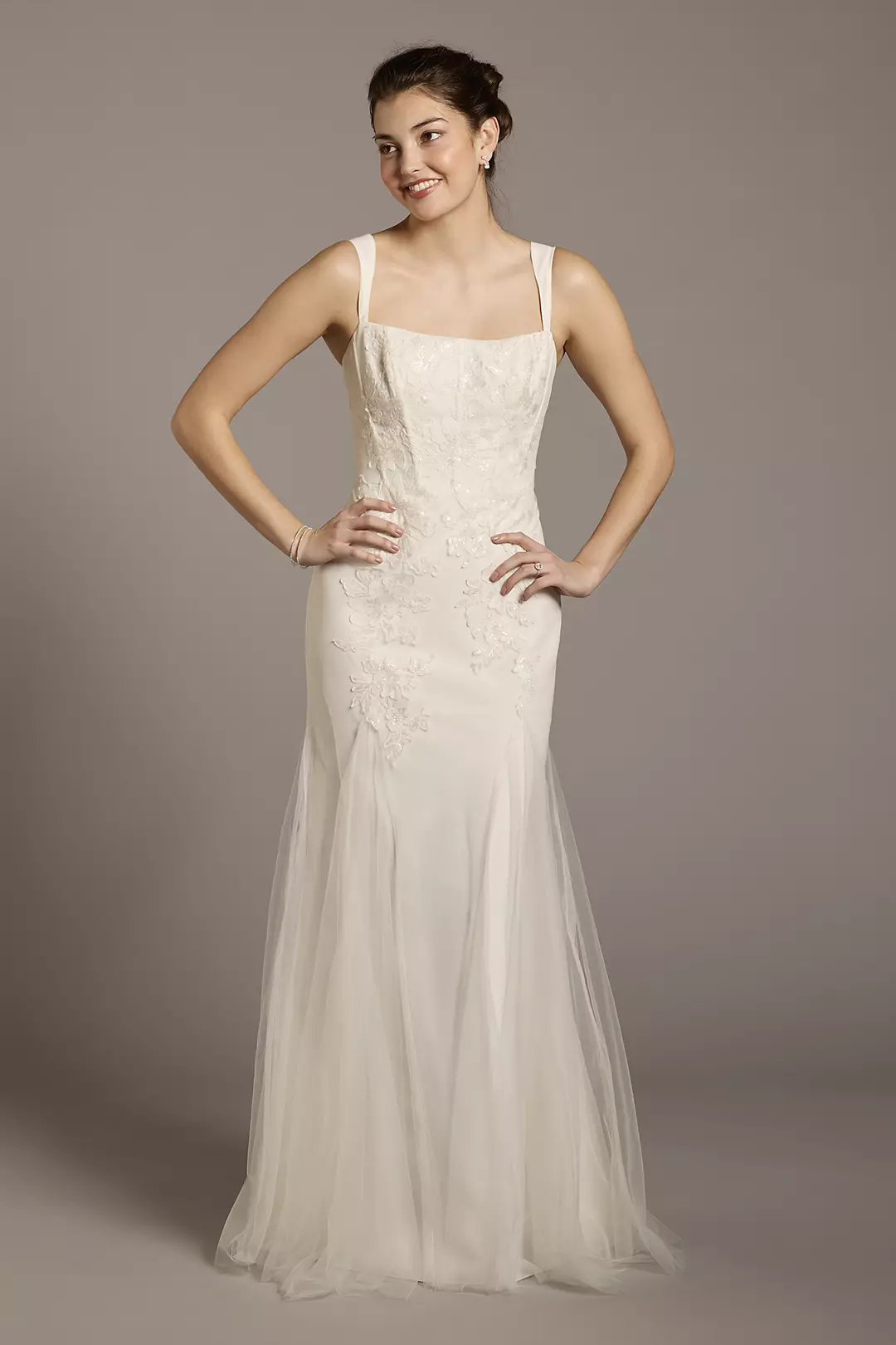 Tulle Lace Applique Corset Mermaid Wedding Dress - Image 3
