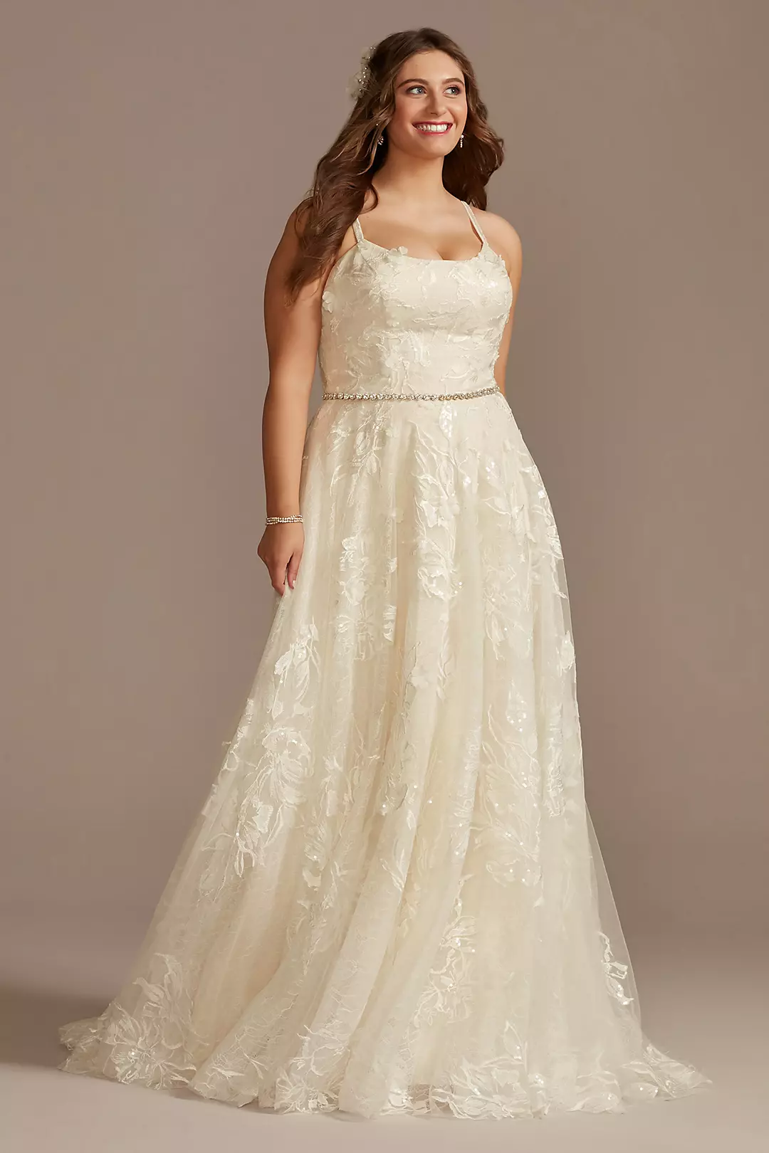 Tulle Lace V-Back Spaghetti Strap Wedding Dress - Image 10