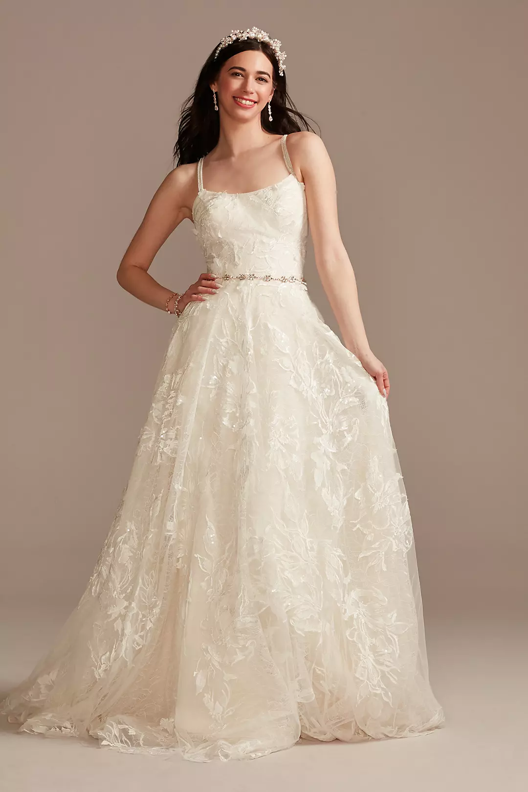 Tulle Lace V-Back Spaghetti Strap Wedding Dress - Image 12