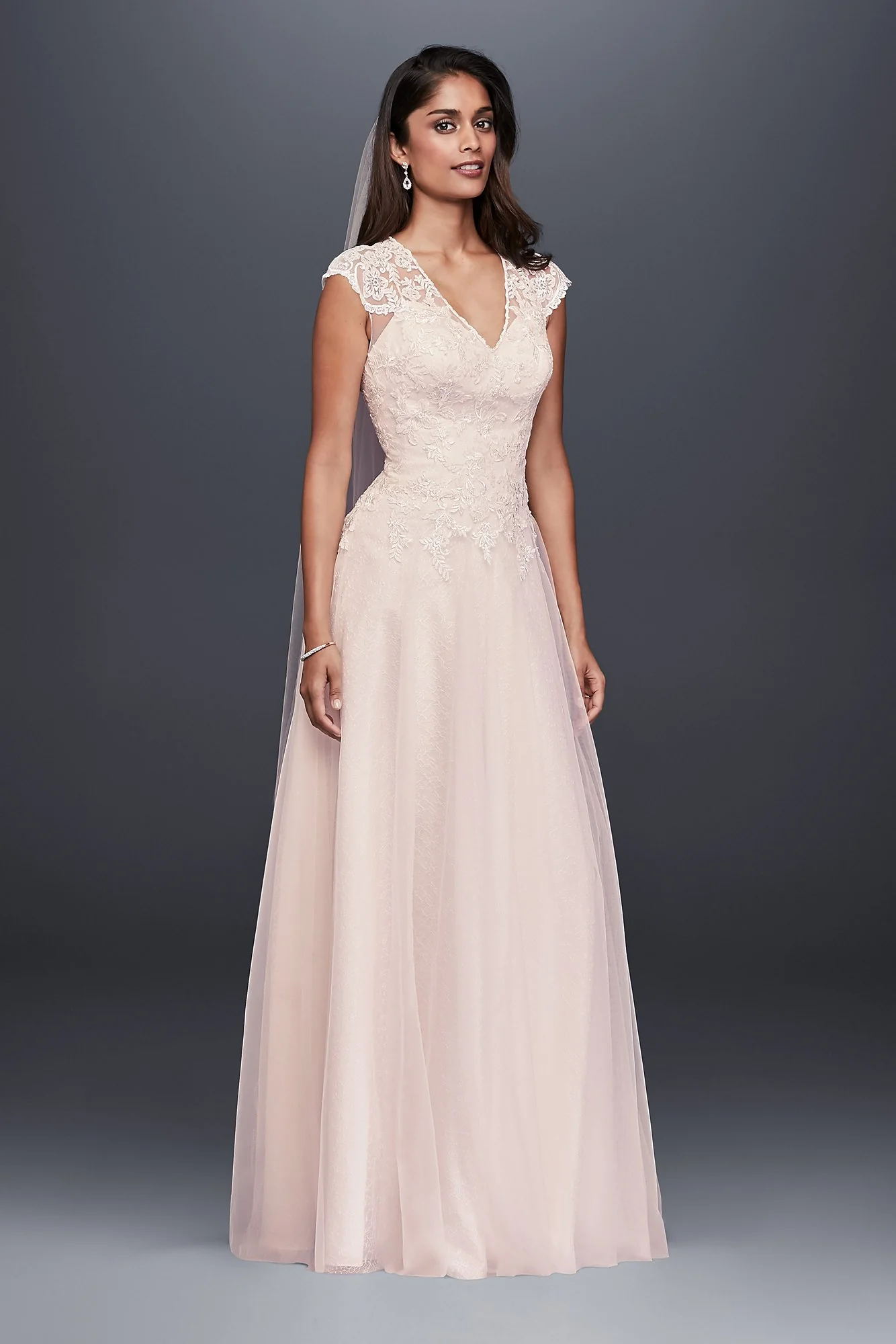 Tulle-Over-Lace V-Neck A-Line Wedding Dress - Image 10