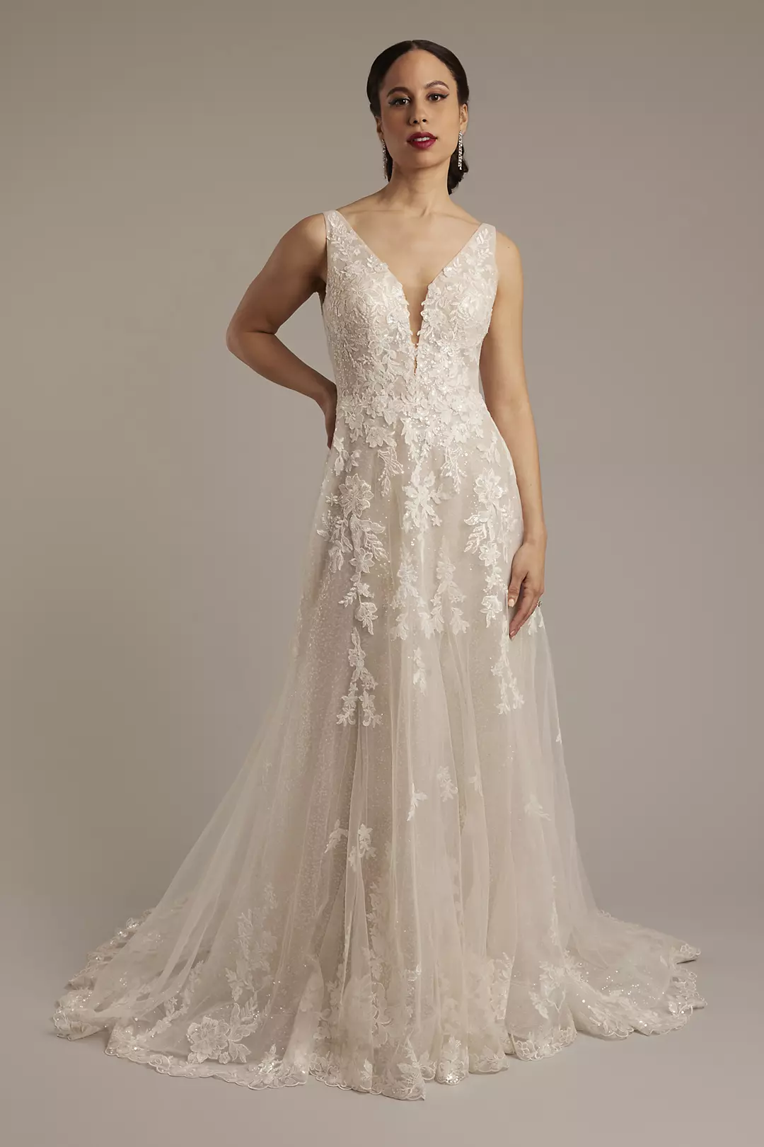 Tulle Plunging Tank A-Line Wedding Dress - Image 20