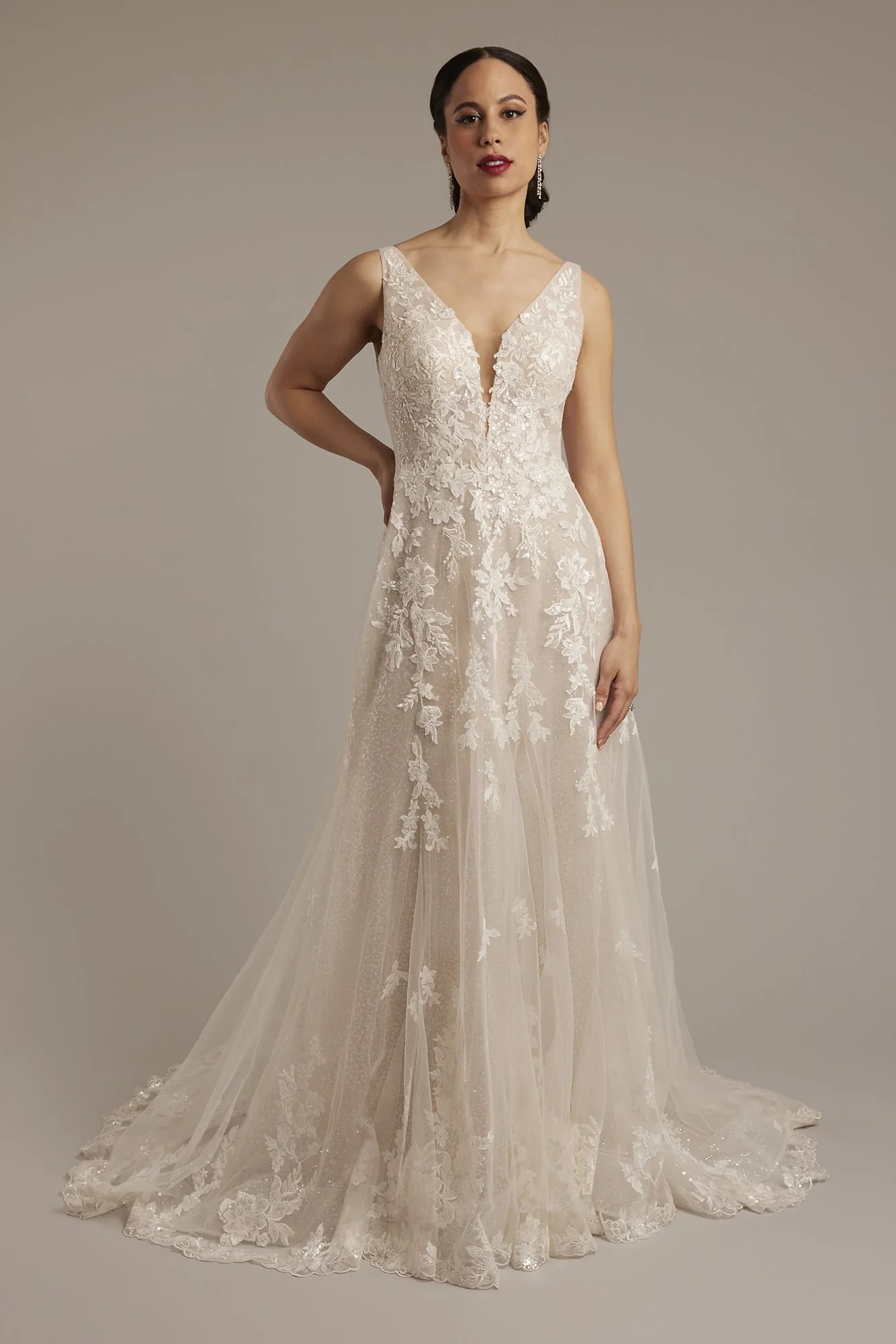 Tulle Plunging Tank A-Line Wedding Dress - Image 5