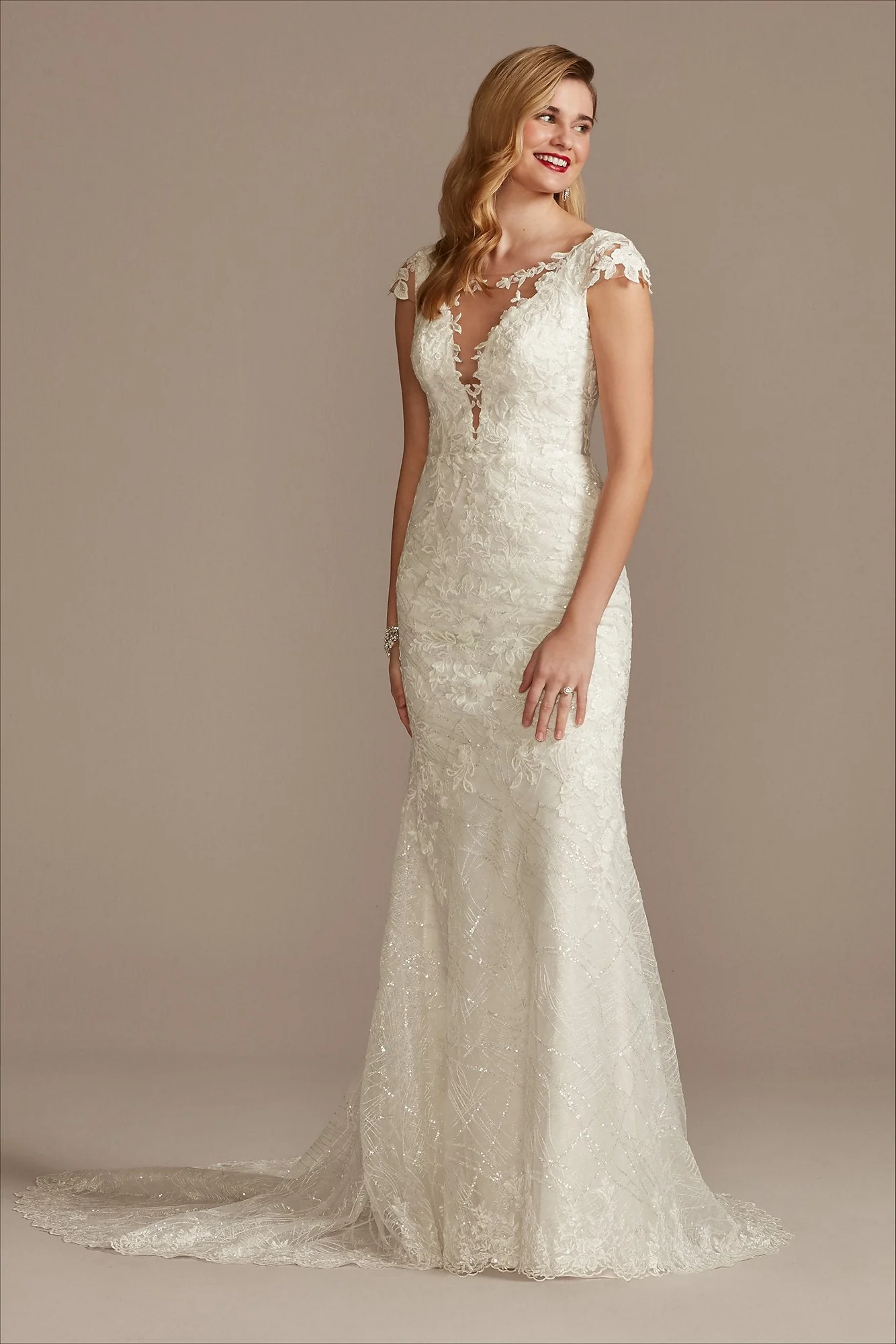 Tulle Sheath Wedding Dress with Beaded Swag Back - Image 16