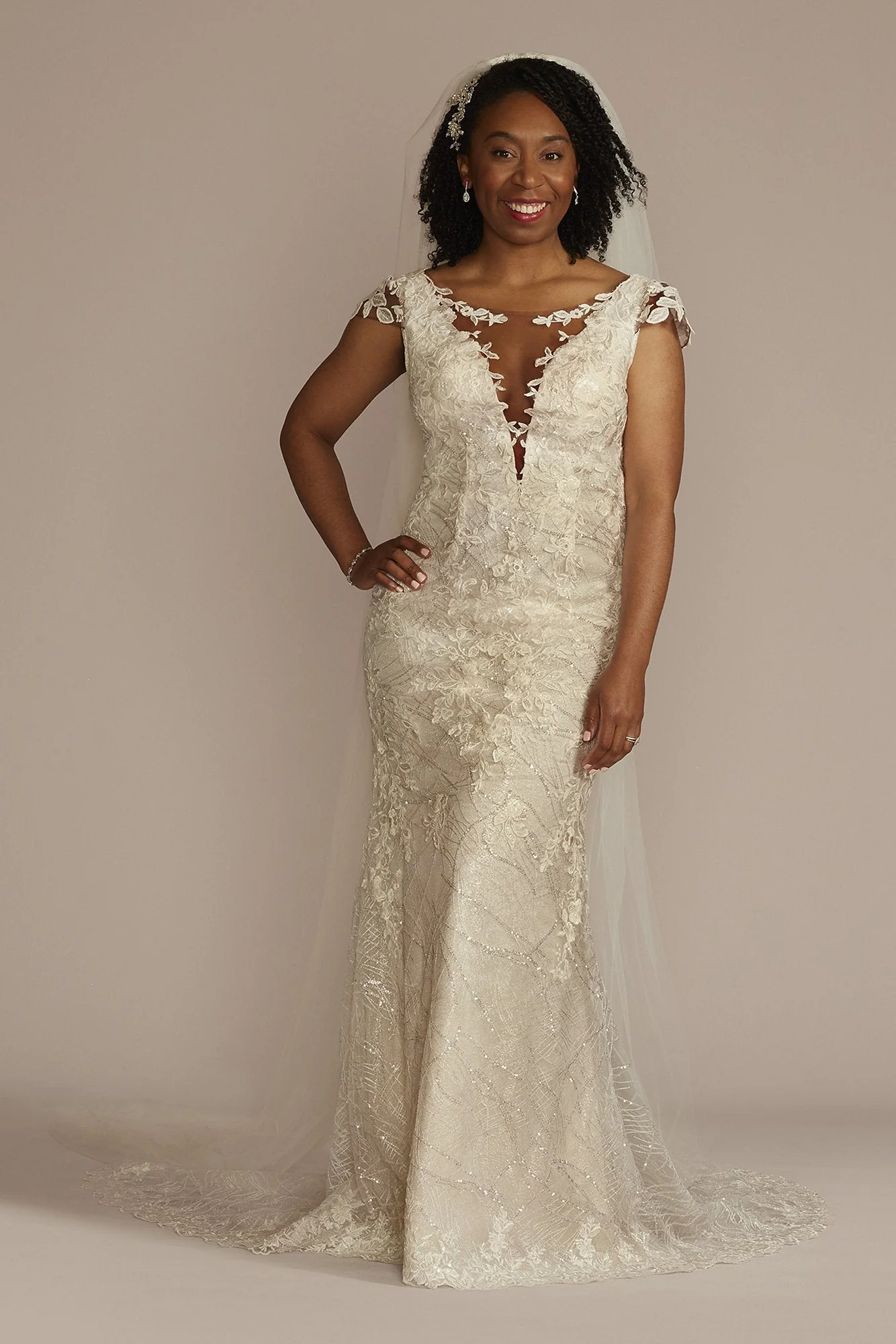Tulle Sheath Wedding Dress with Beaded Swag Back - Image 21