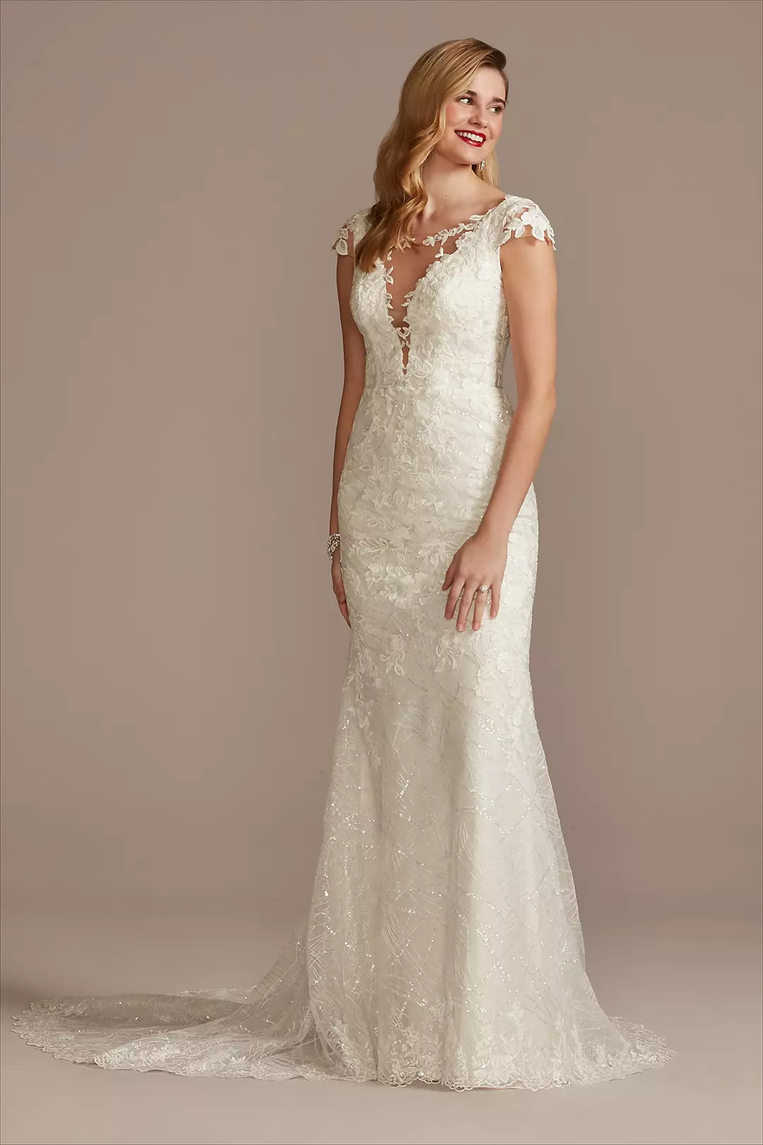 Tulle Sheath Wedding Dress with Beaded Swag Back - Image 6