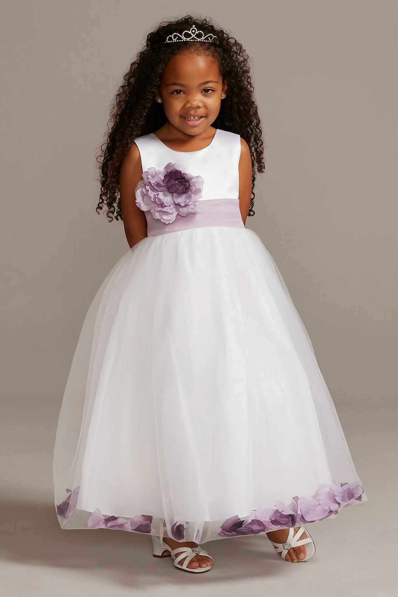 Tulle Skirt Flower Girl Dress with Colored Petals - Image 3