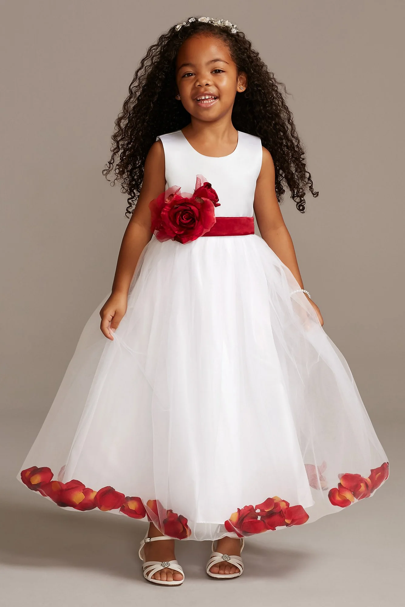 Tulle Skirt Flower Girl Dress with Colored Petals - Image 4
