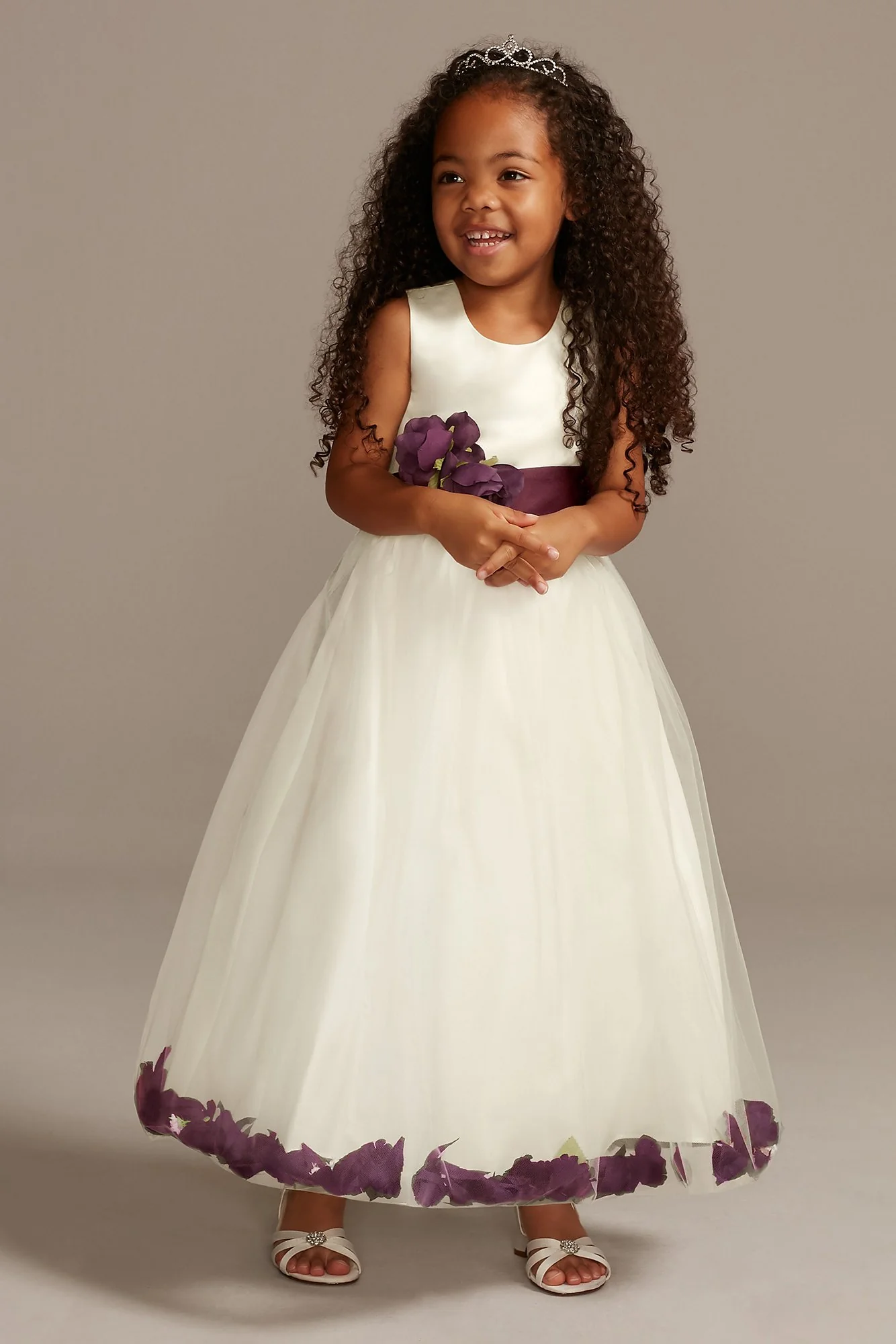 Tulle Skirt Flower Girl Dress with Colored Petals - Image 5