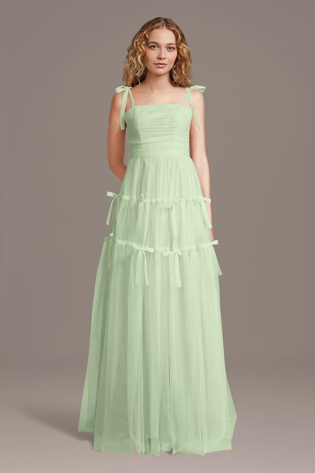 Tulle Spaghetti Strap Dress with Straight Neckline - Image 3