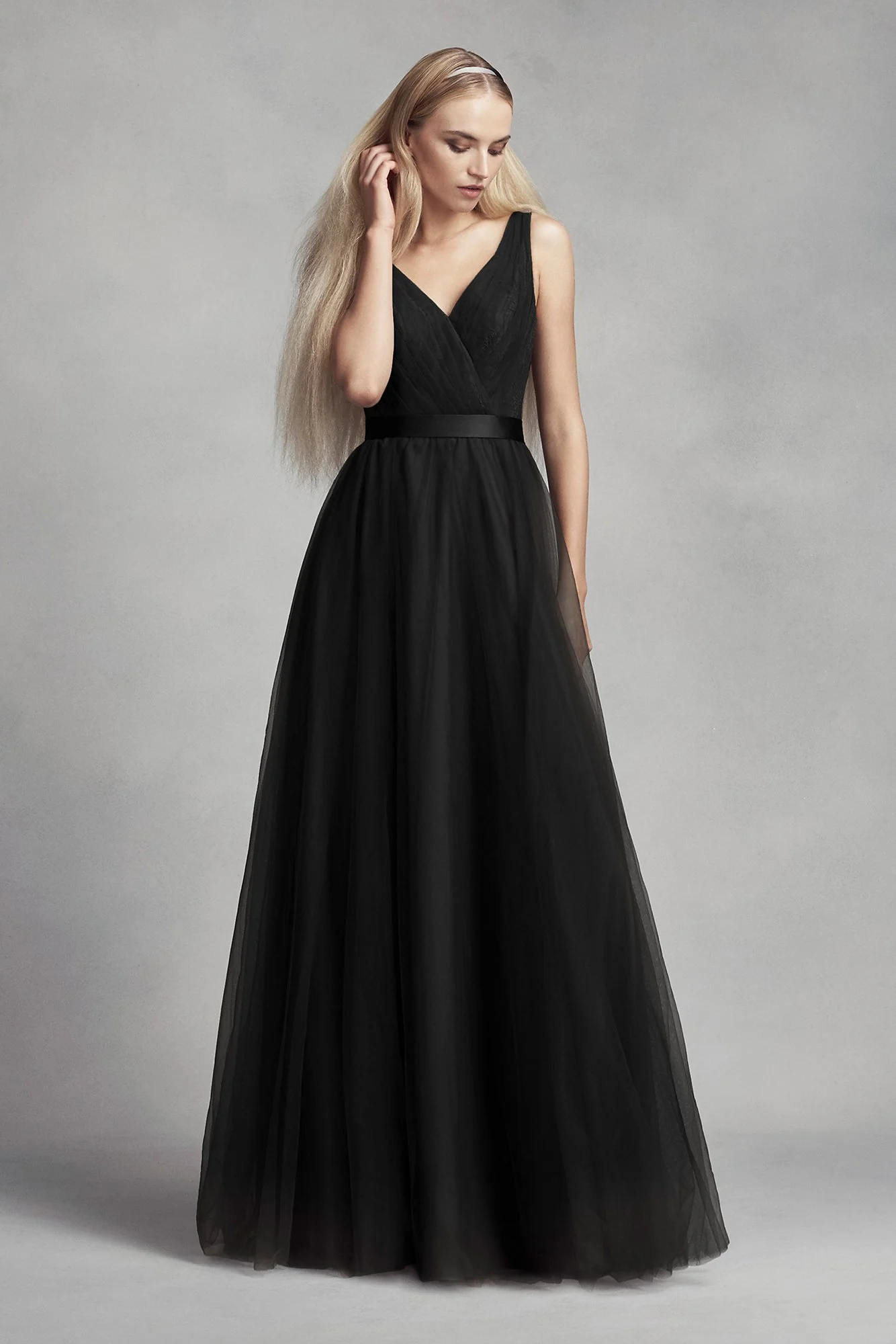 Tulle Surplice Bridesmaid Dress with Lace Back - Image 5