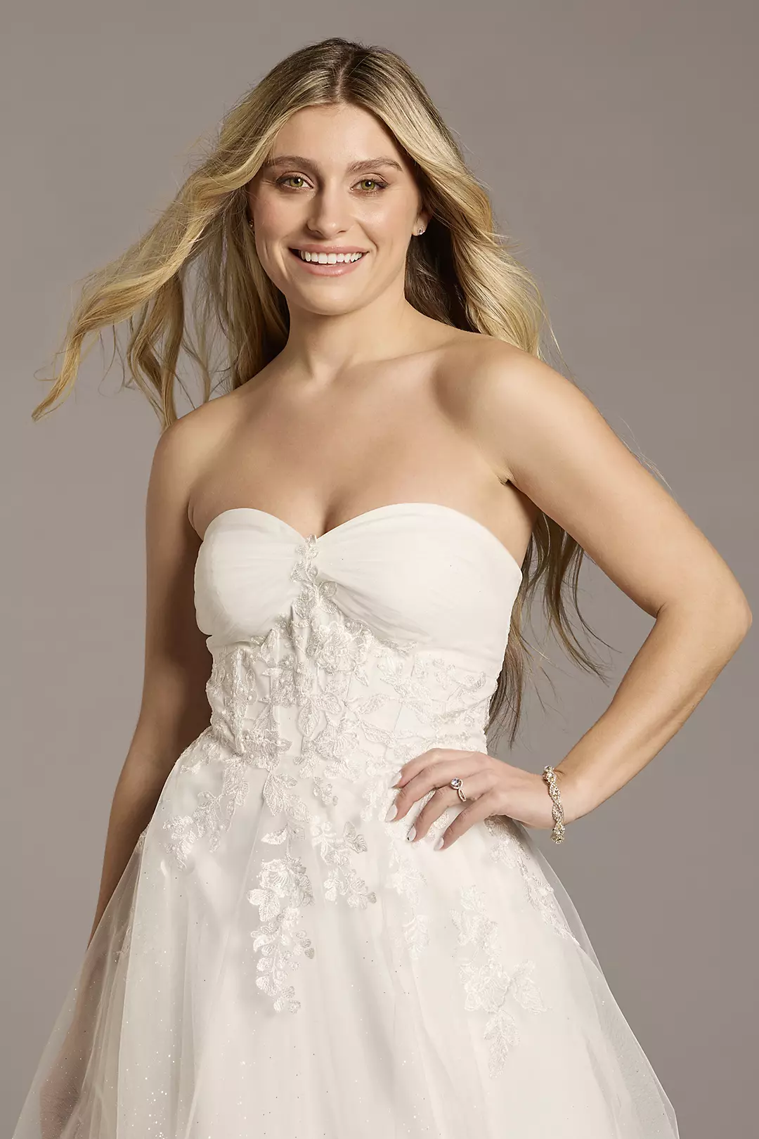 Tulle Sweetheart Ball Gown with Detachable Sleeves - Image 6