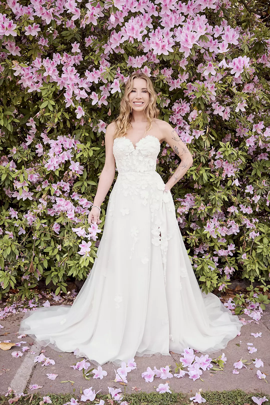 Tulle Sweetheart Wedding Dress with 3D Flowers - Image 8