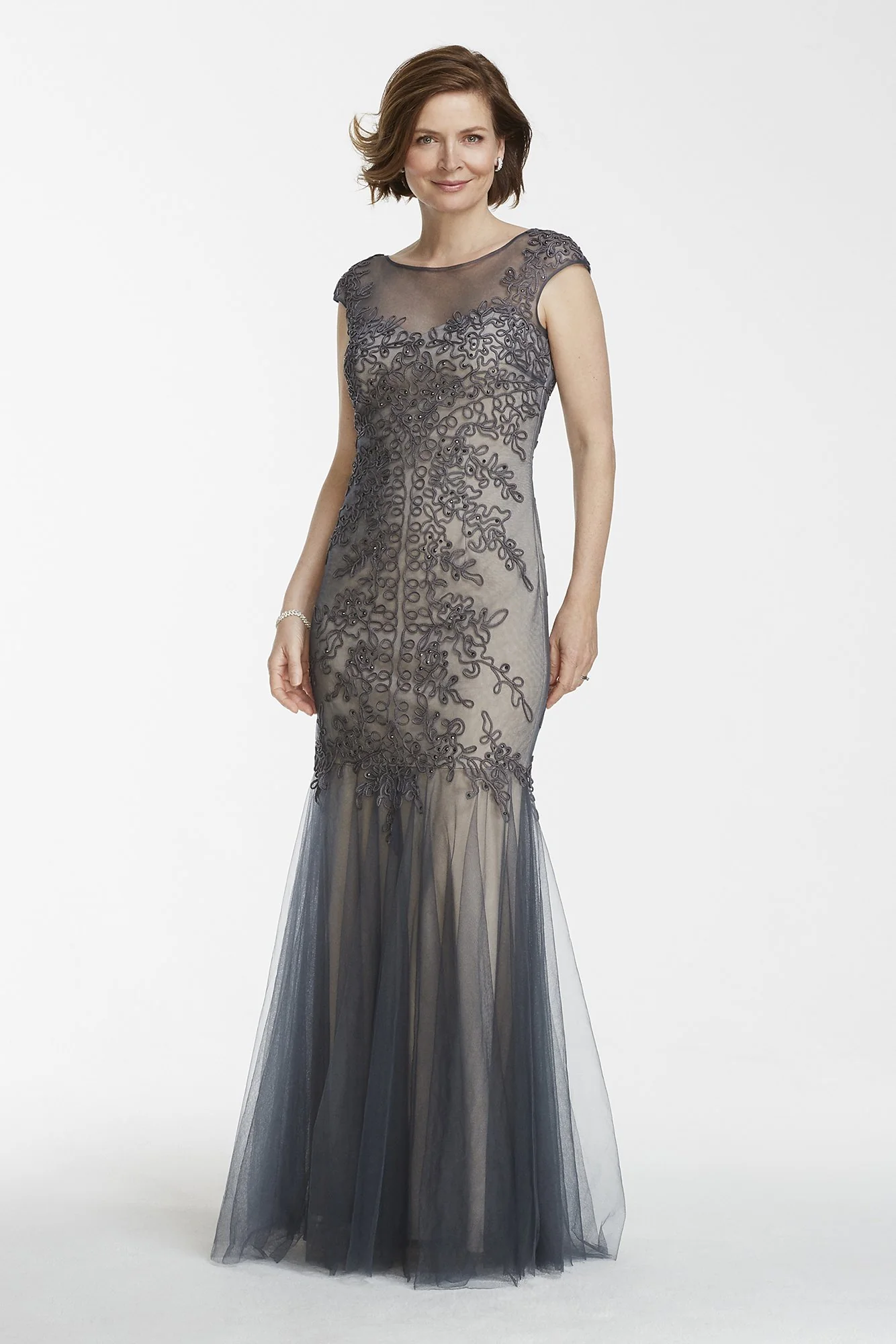 Tulle Trumpet Gown with Embroidered Bodice