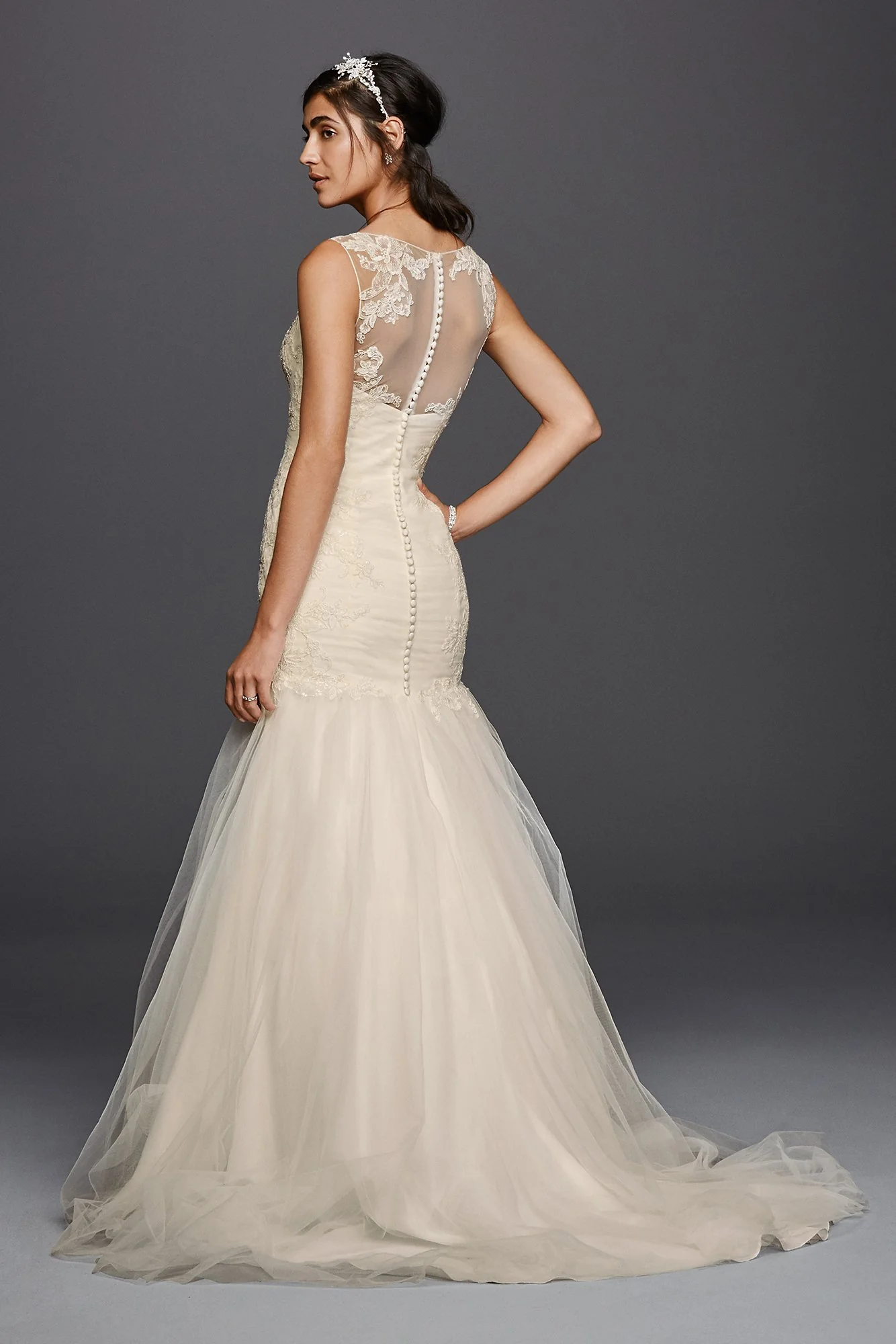 Tulle Trumpet with Illusion Back Wedding Dress - Image 7