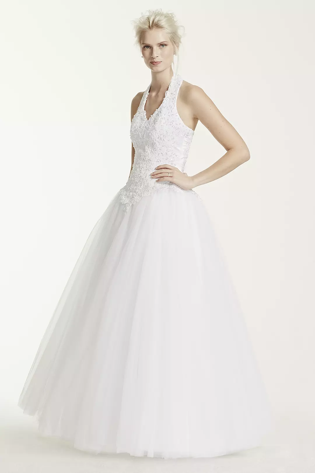 Tulle Wedding Dress with Beaded Halter Bodice - Image 5
