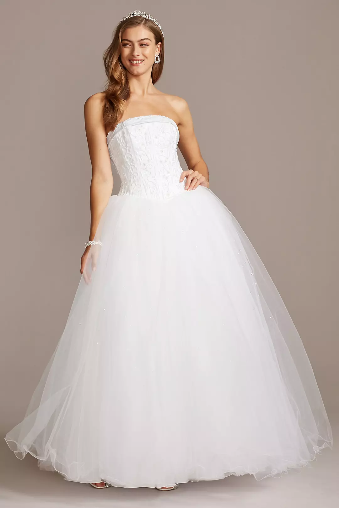 Tulle Wedding Dress with Beaded Satin Bodice - Image 21