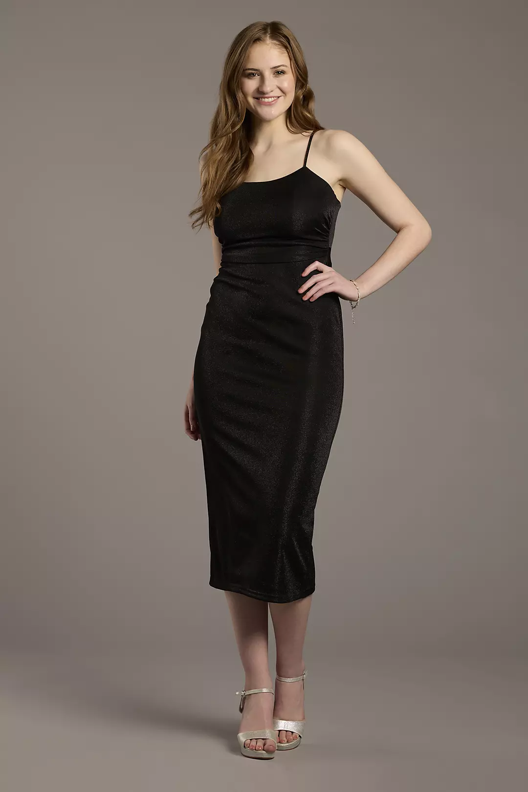 Twist Back Straight Neck Midi Sheath Dress - Image 4