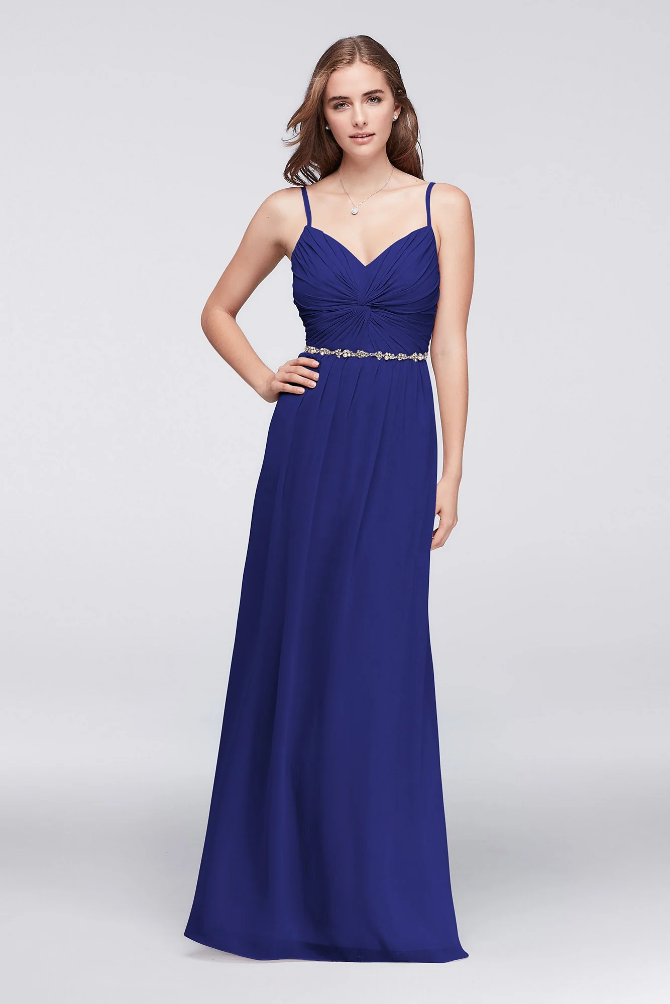 Twist Bodice Chiffon Dress with Beaded Belt - Image 10