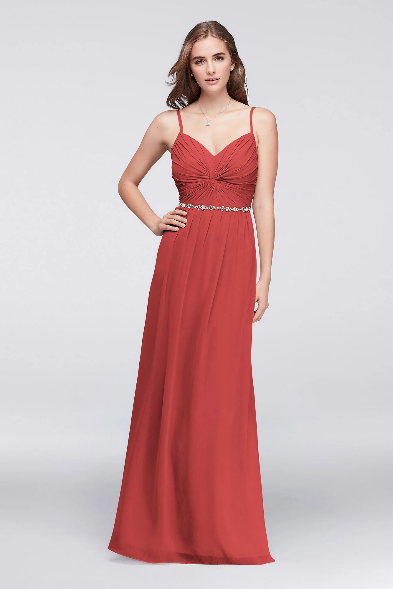Twist Bodice Chiffon Dress with Beaded Belt - Image 15