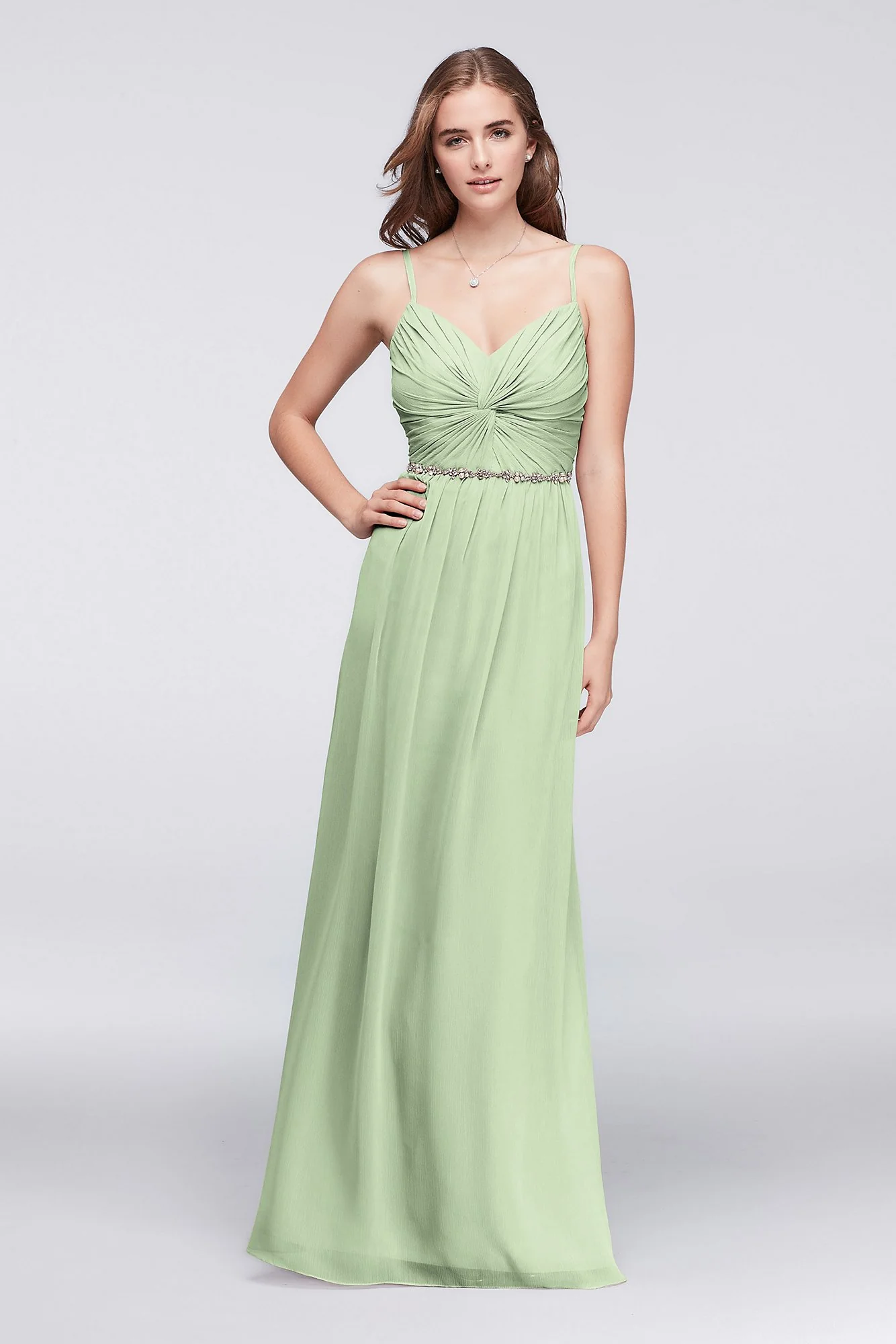 Twist Bodice Chiffon Dress with Beaded Belt - Image 16