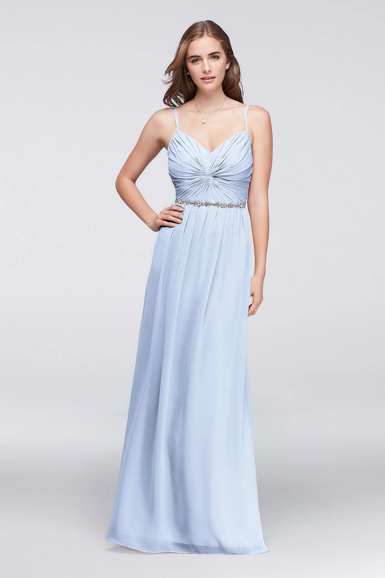 Twist Bodice Chiffon Dress with Beaded Belt - Image 21