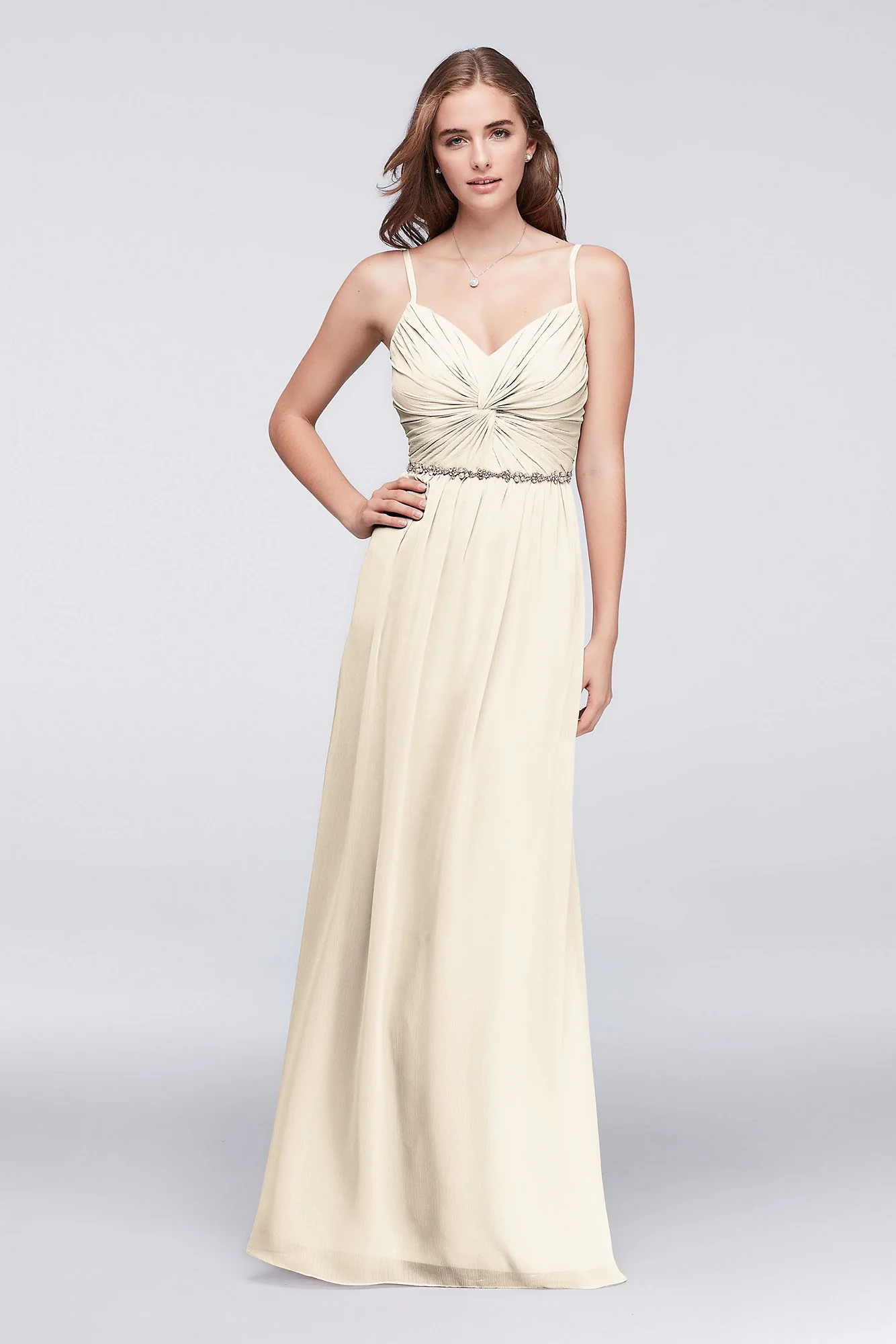 Twist Bodice Chiffon Dress with Beaded Belt - Image 24