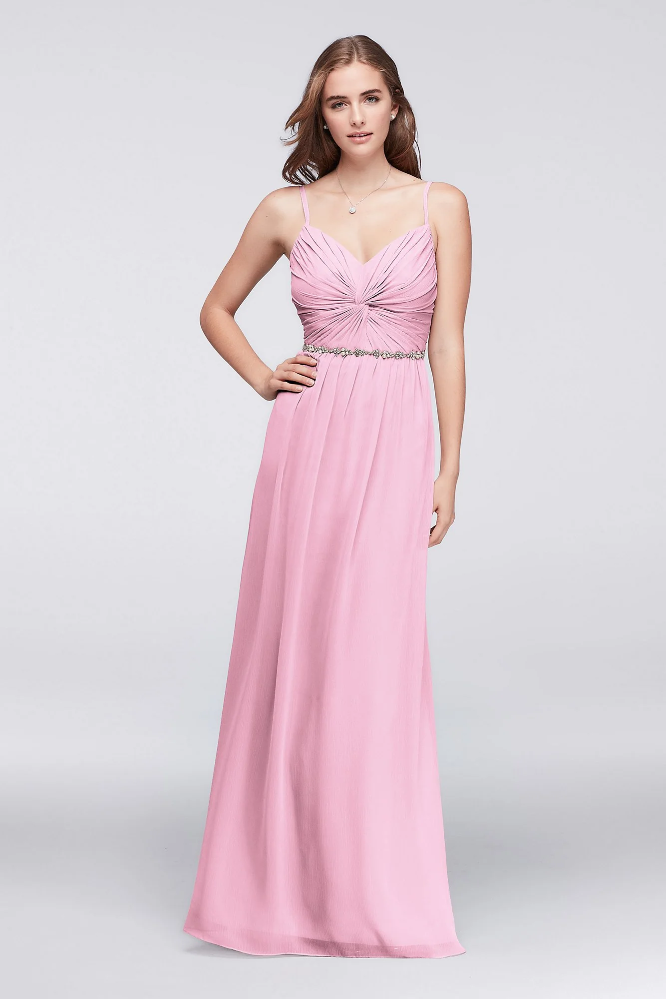 Twist Bodice Chiffon Dress with Beaded Belt - Image 34