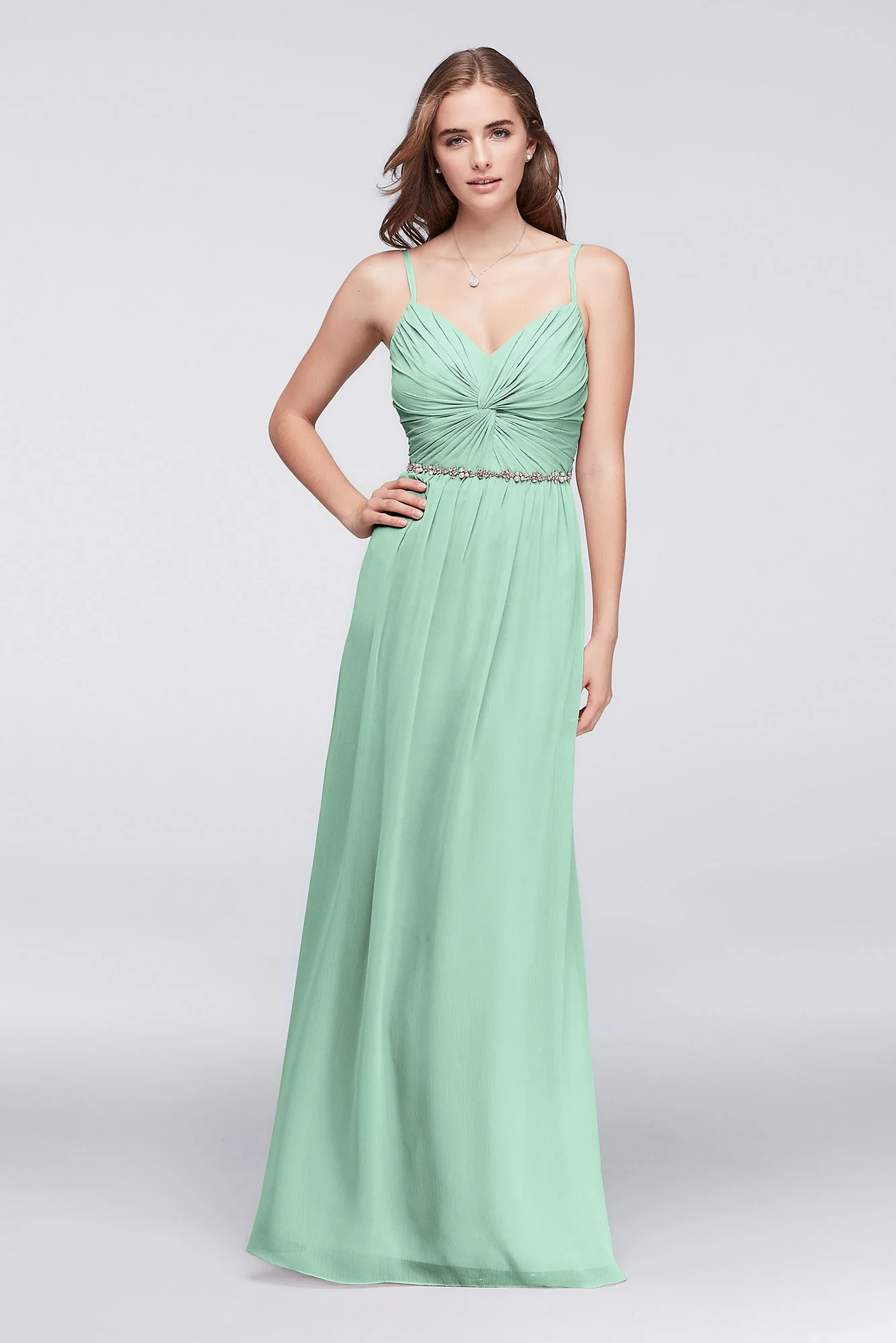 Twist Bodice Chiffon Dress with Beaded Belt - Image 39