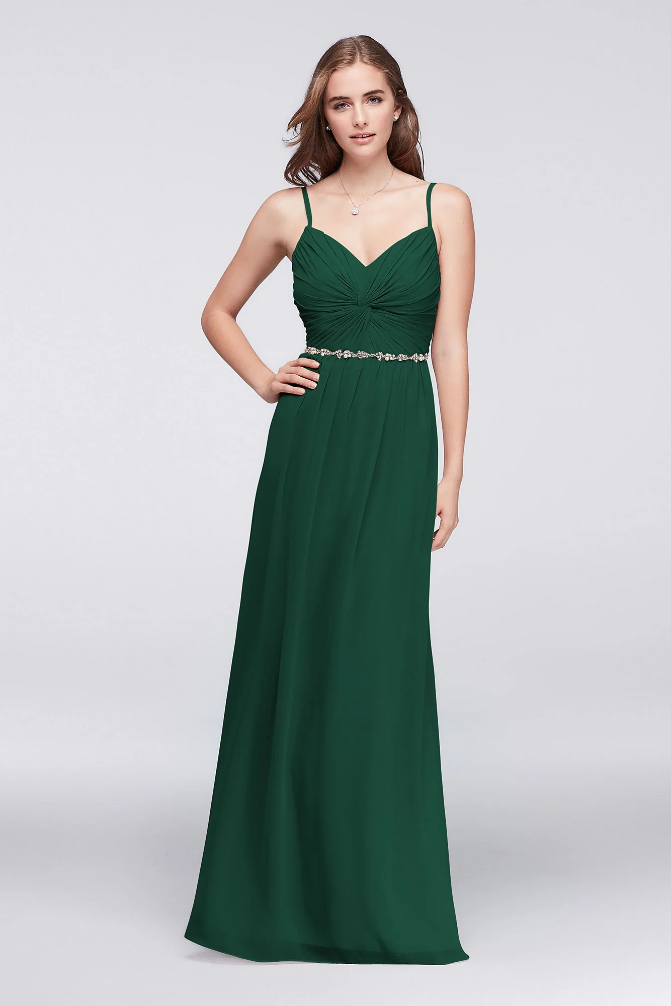Twist Bodice Chiffon Dress with Beaded Belt - Image 43