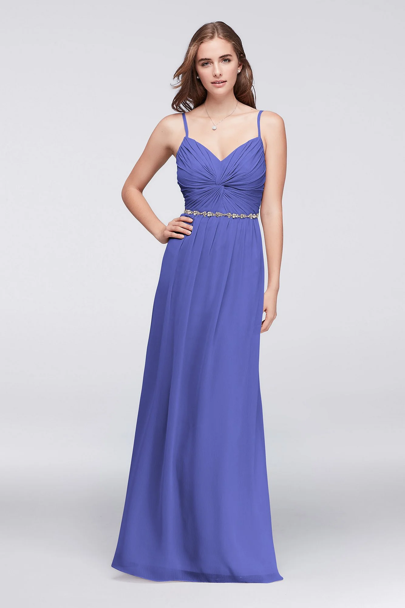 Twist Bodice Chiffon Dress with Beaded Belt - Image 53
