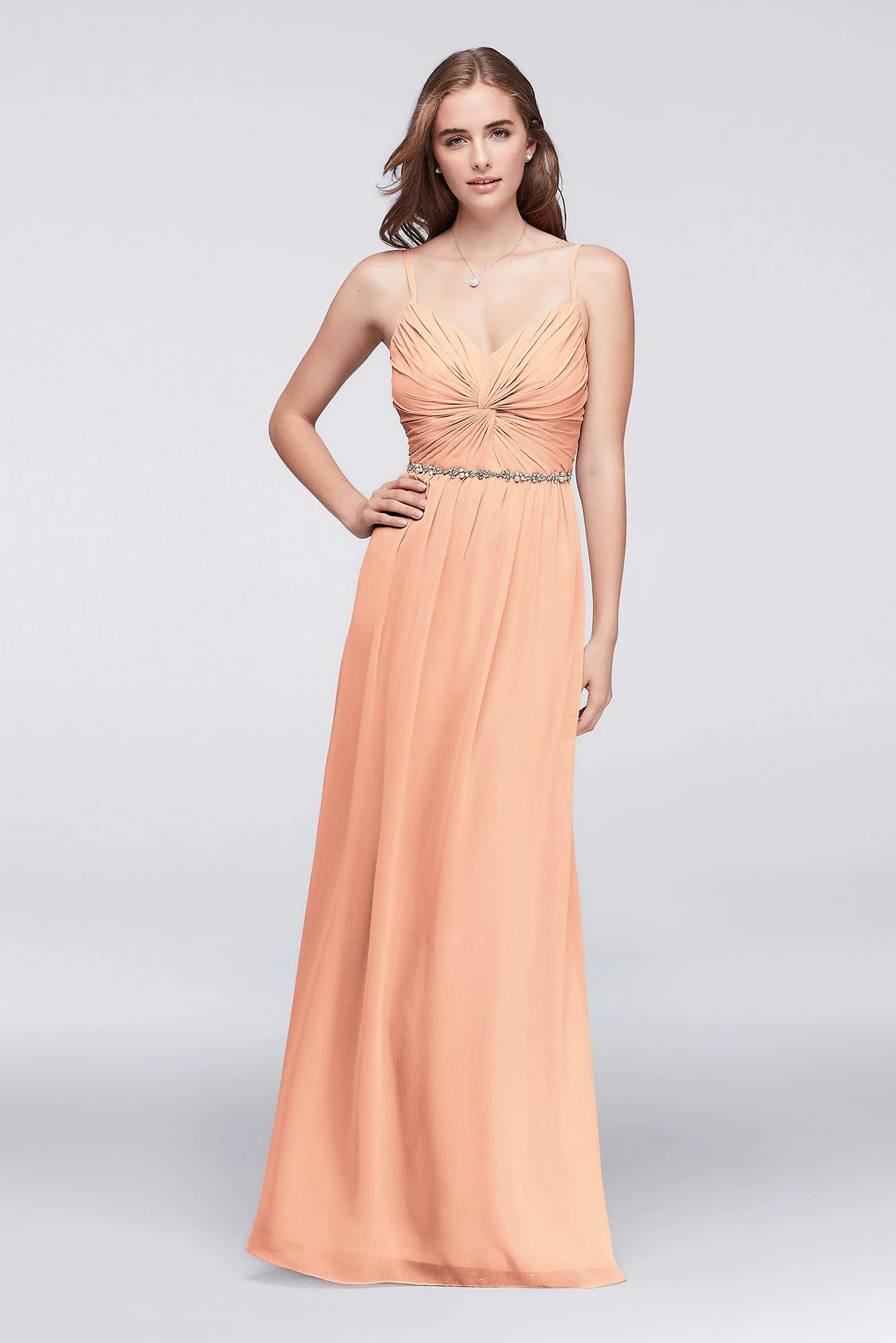 Twist Bodice Chiffon Dress with Beaded Belt - Image 62