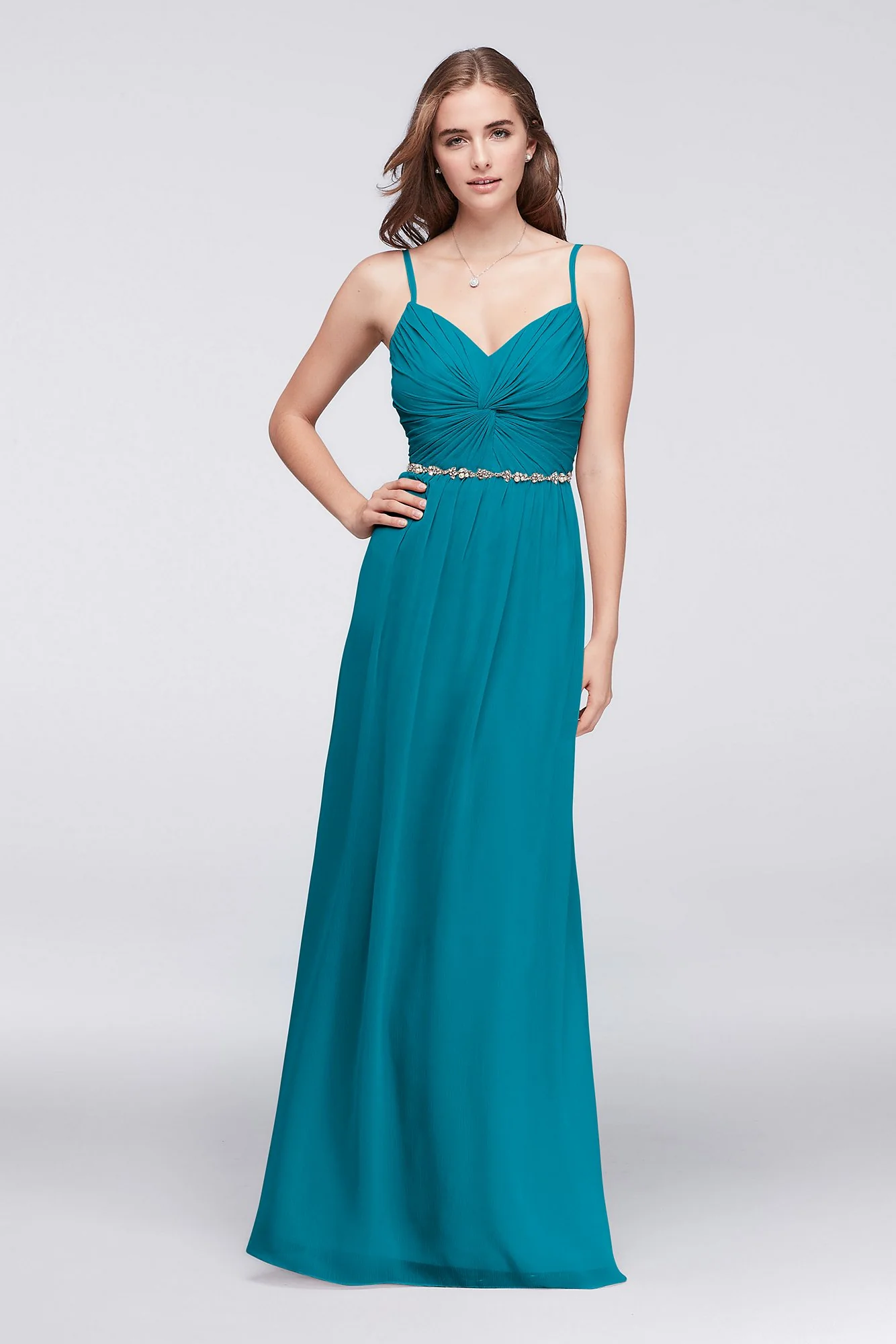 Twist Bodice Chiffon Dress with Beaded Belt - Image 71